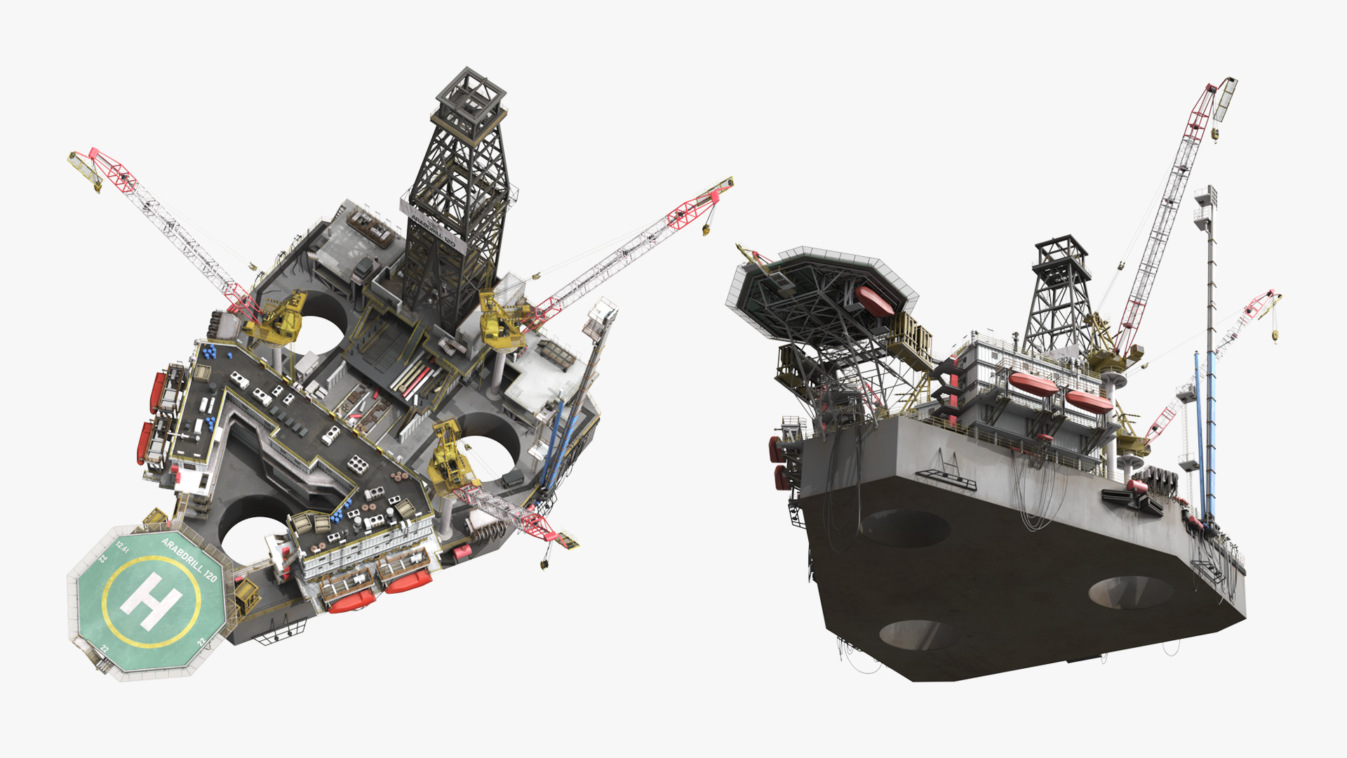 Offshore Jack Up Platform with Drill Tower and Cranes - view 6