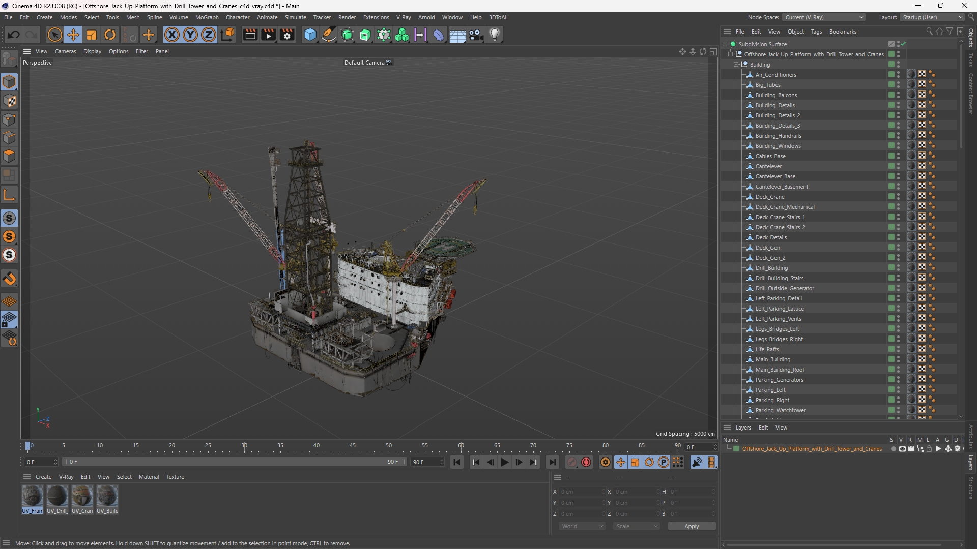 Offshore Jack Up Platform with Drill Tower and Cranes - view 12