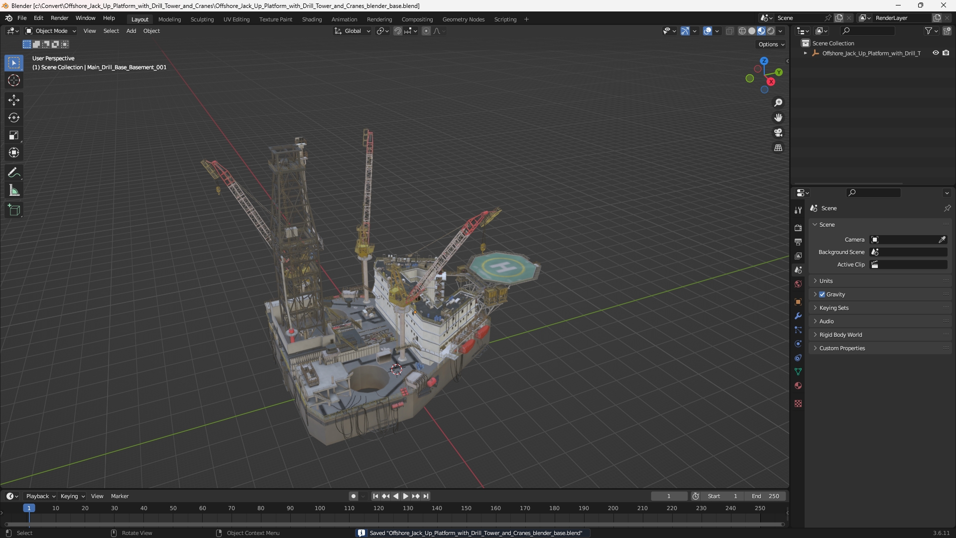 Offshore Jack Up Platform with Drill Tower and Cranes - view 10