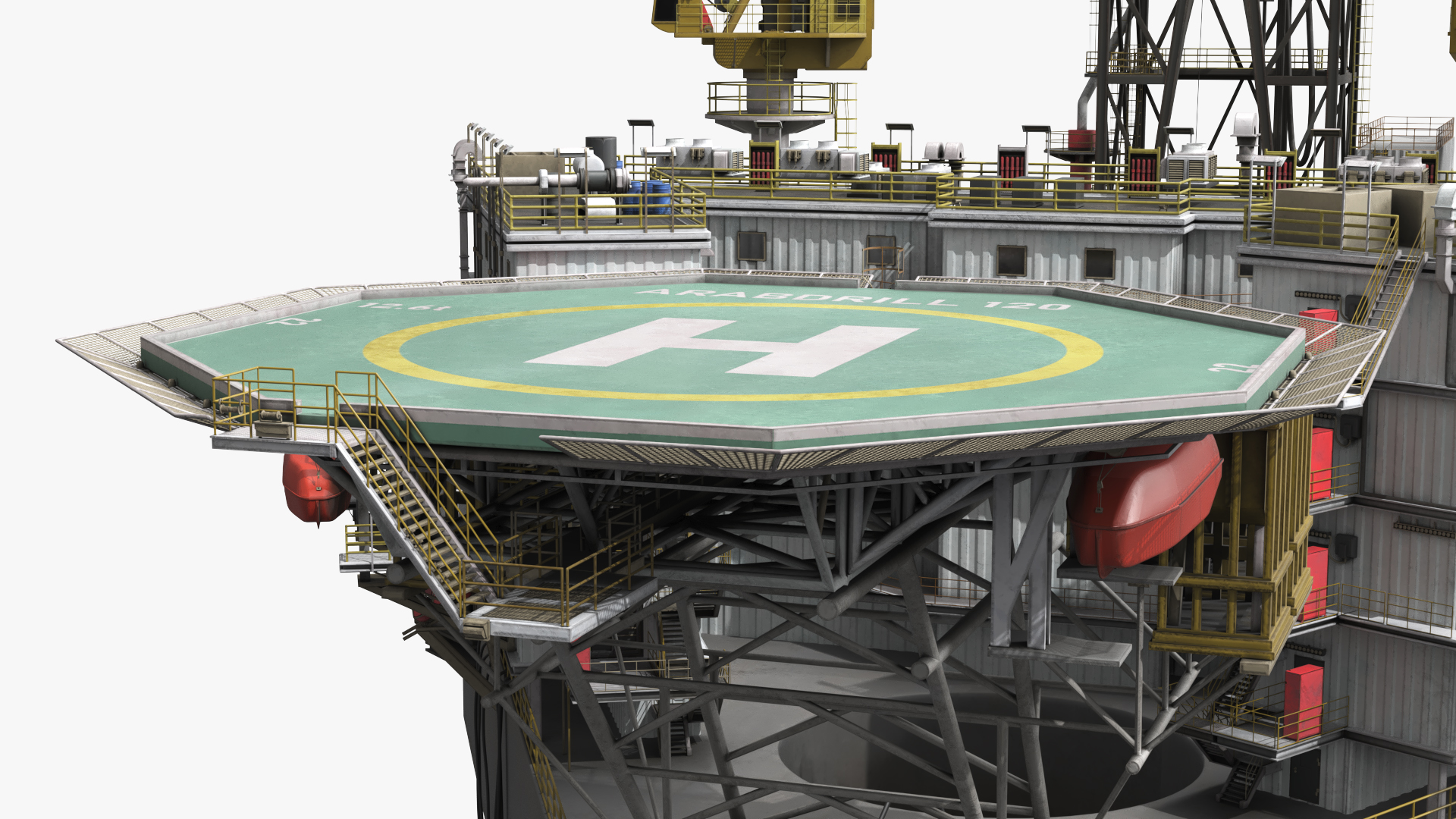 Offshore Jack Up Platform with Drill Tower and Cranes - view 9
