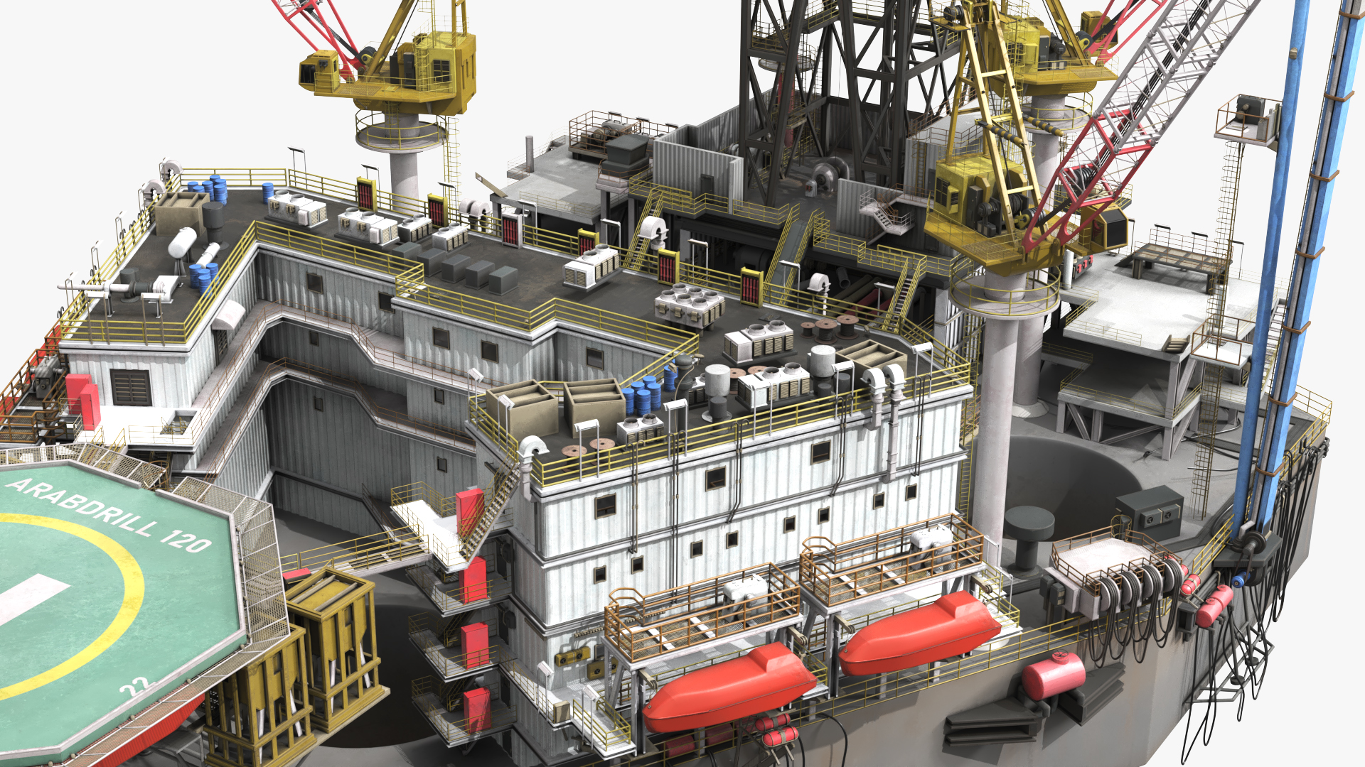 Offshore Jack Up Platform with Drill Tower and Cranes - view 7