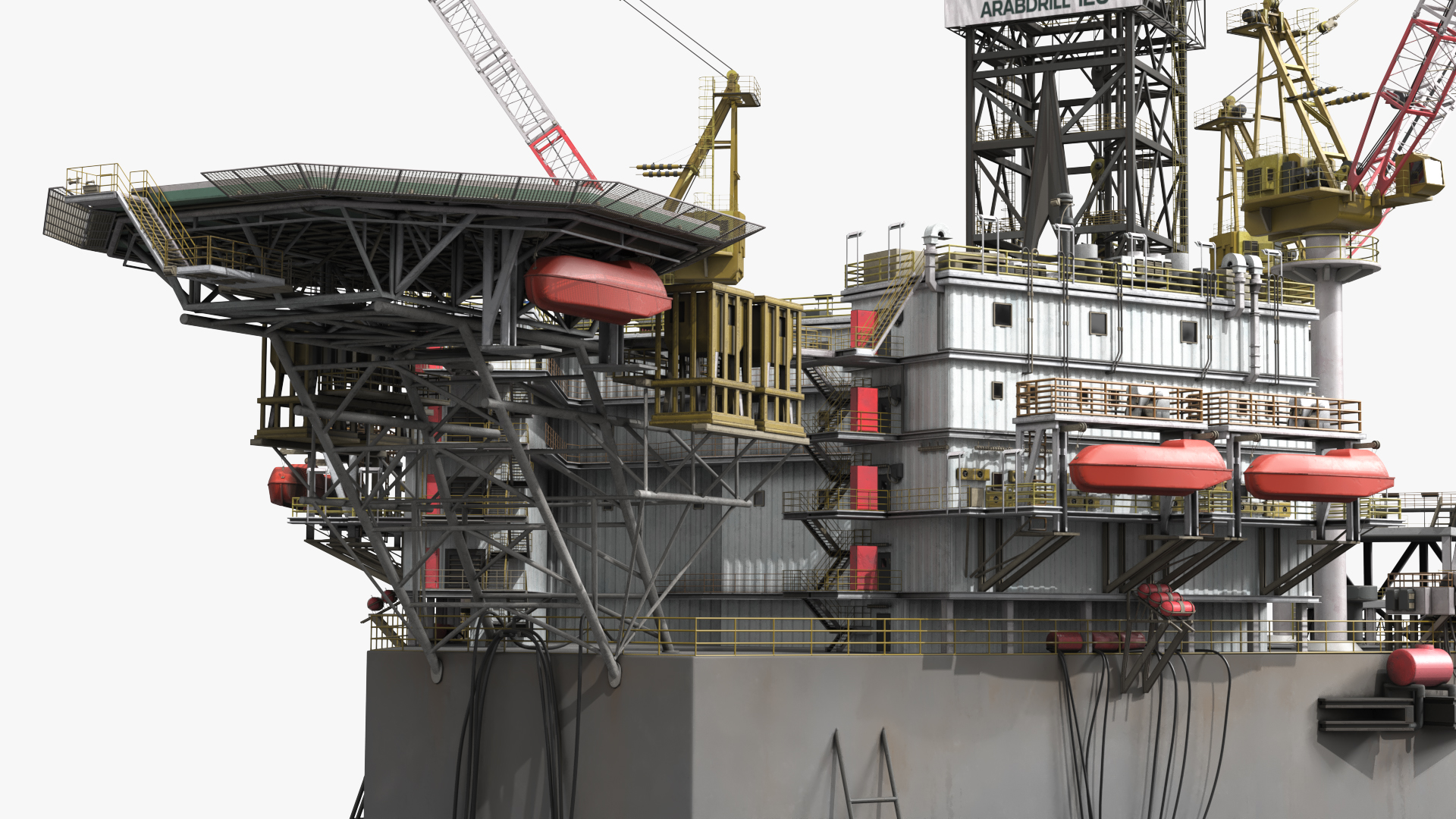 Offshore Jack Up Platform with Drill Tower and Cranes - view 8