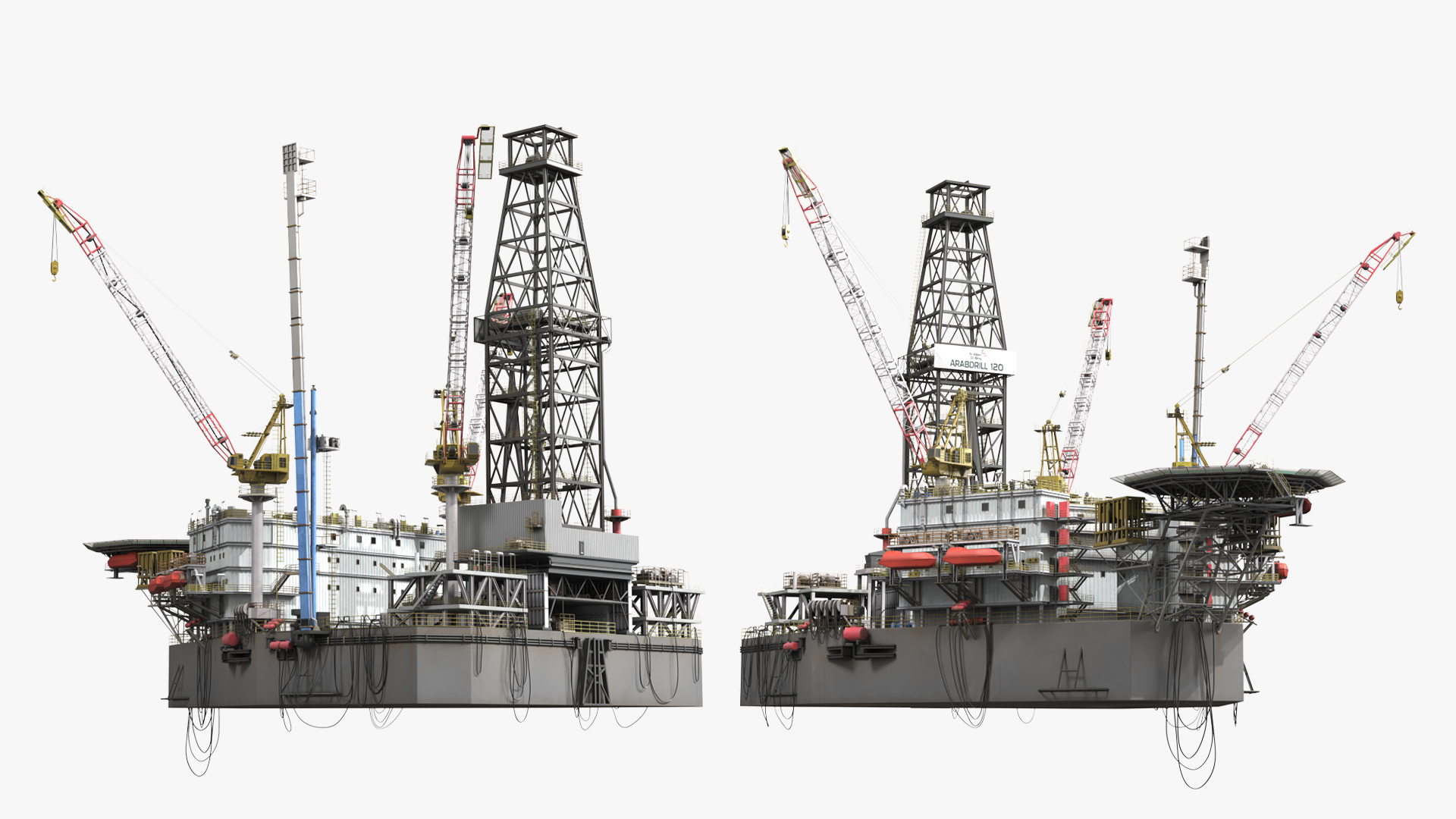 Offshore Jack Up Platform with Drill Tower and Cranes - view 5