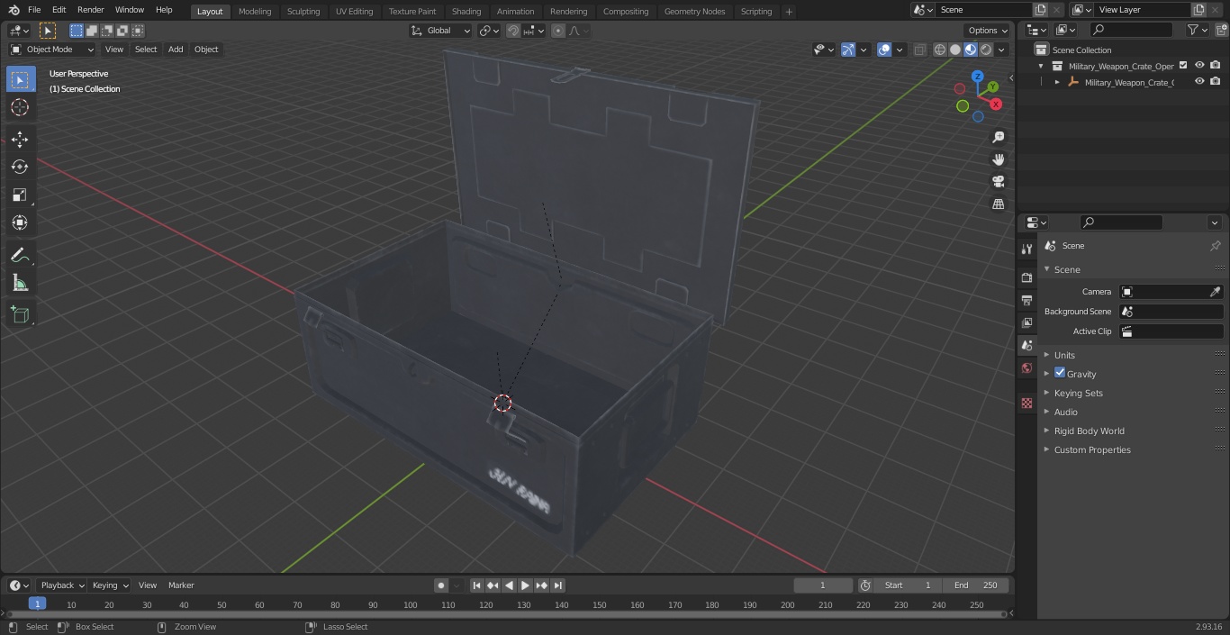 3D Military Weapon Crate Open