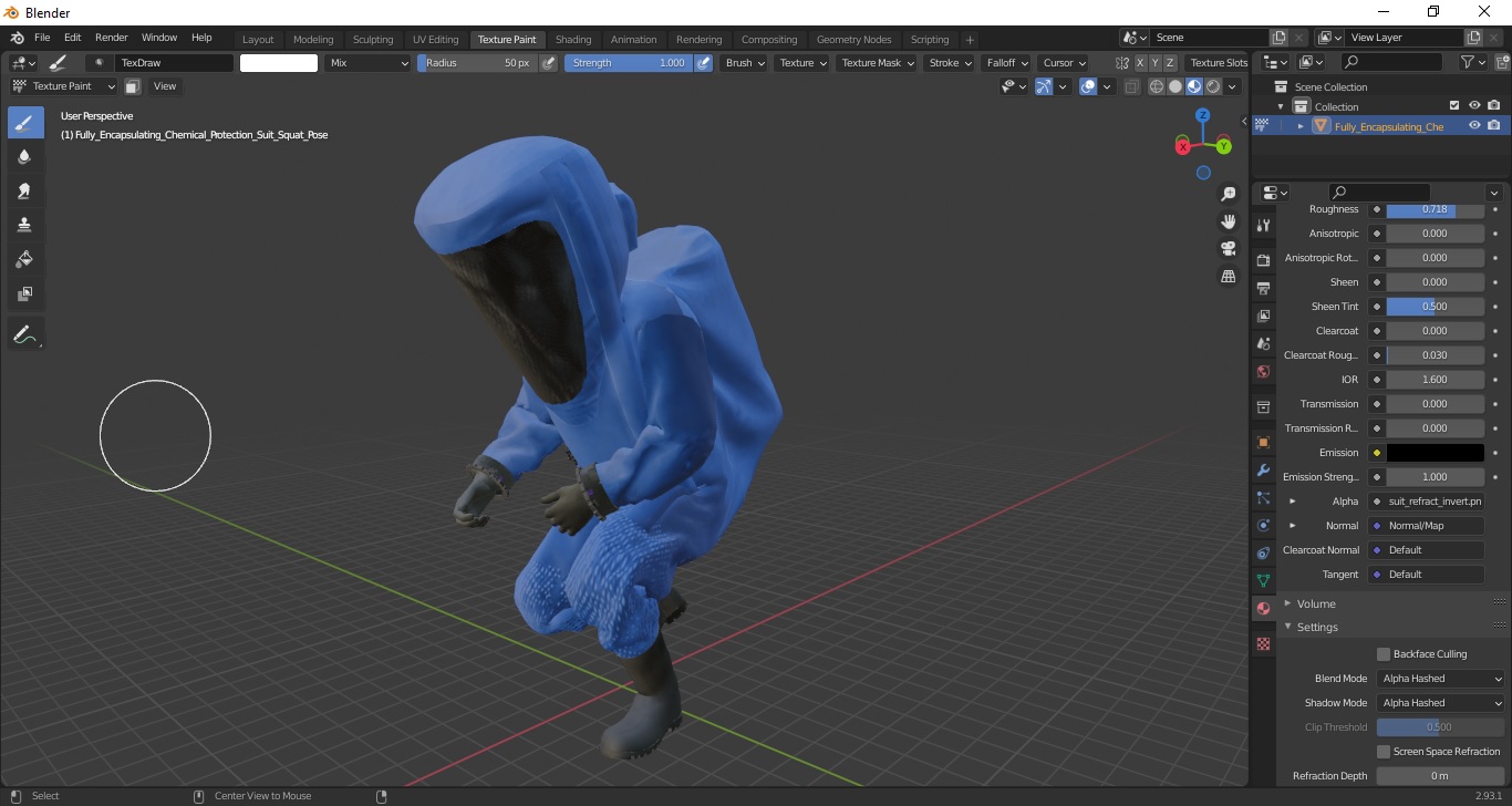 3D model Fully Encapsulating Chemical Protection Suit Squat Pose