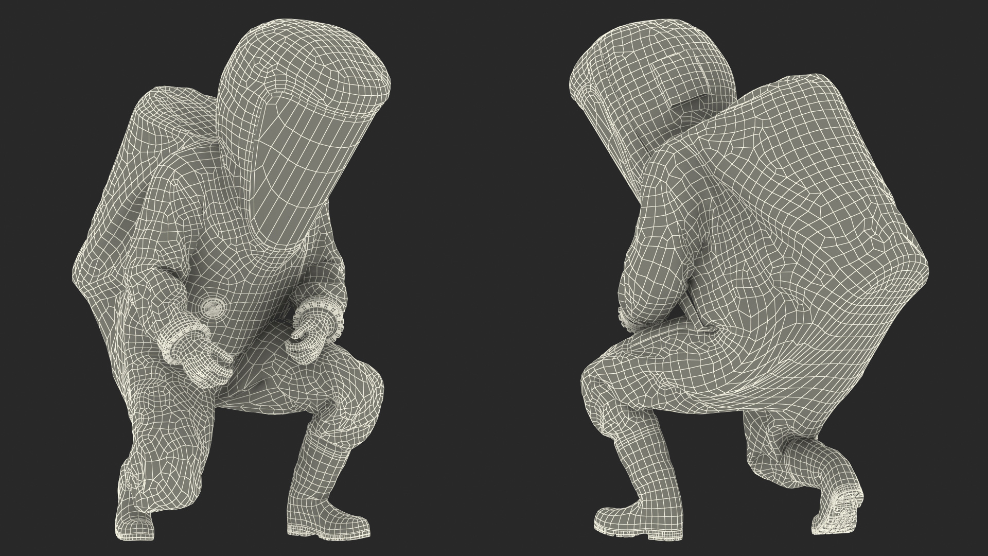 3D model Fully Encapsulating Chemical Protection Suit Squat Pose