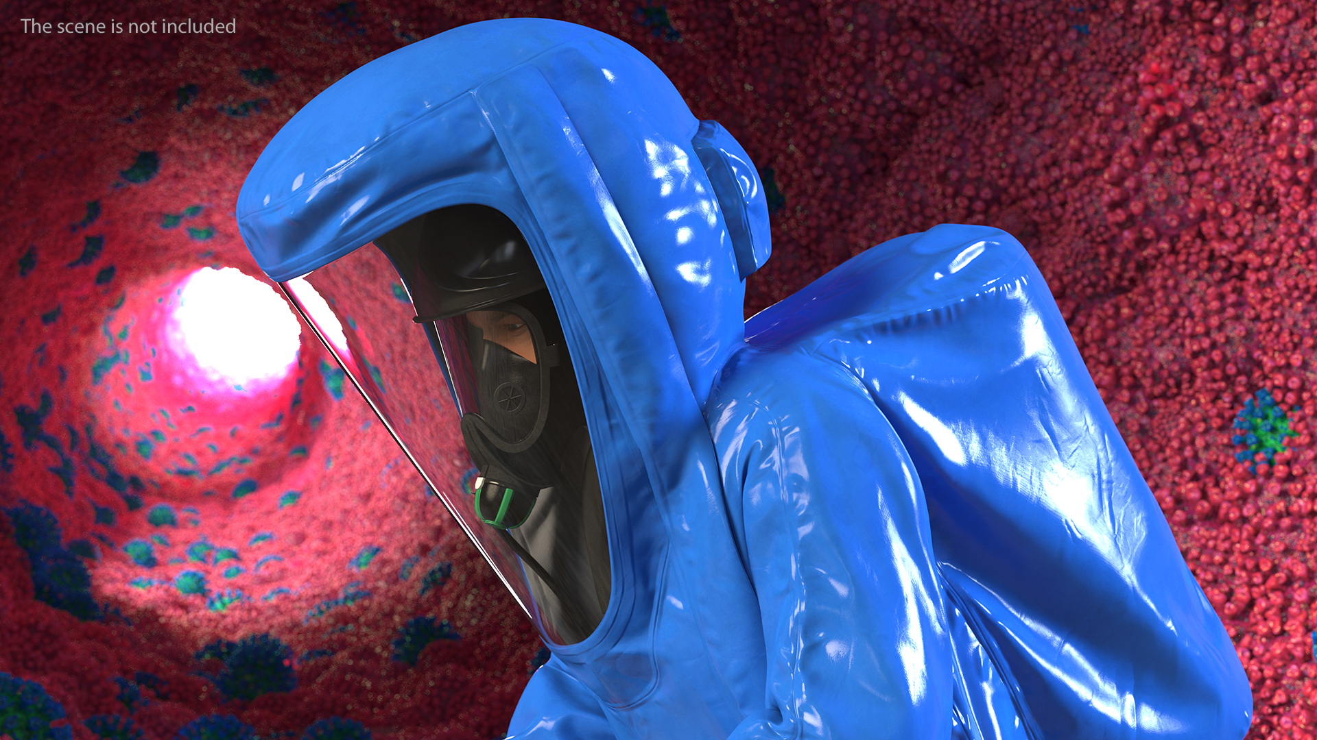 3D model Fully Encapsulating Chemical Protection Suit Squat Pose