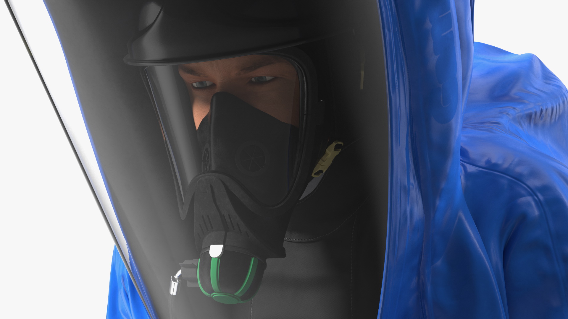 3D model Fully Encapsulating Chemical Protection Suit Squat Pose
