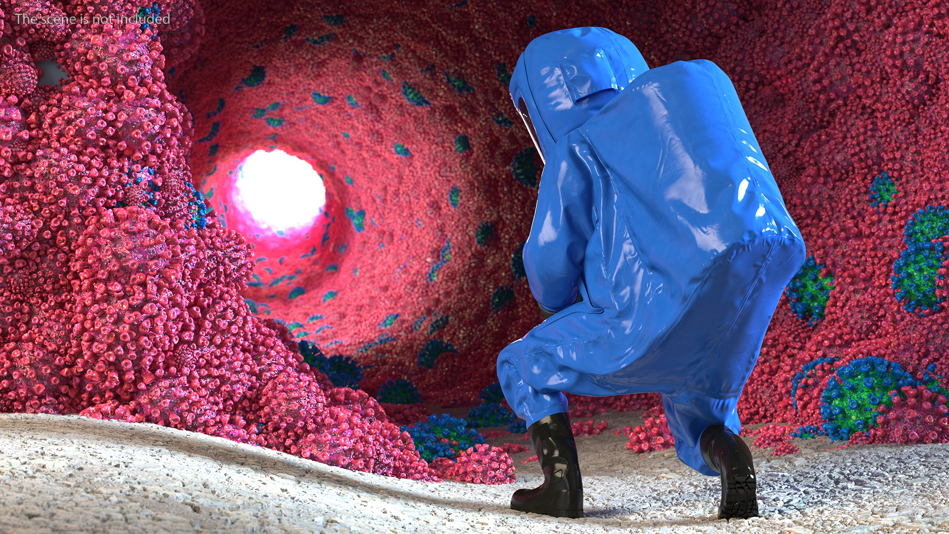 3D model Fully Encapsulating Chemical Protection Suit Squat Pose