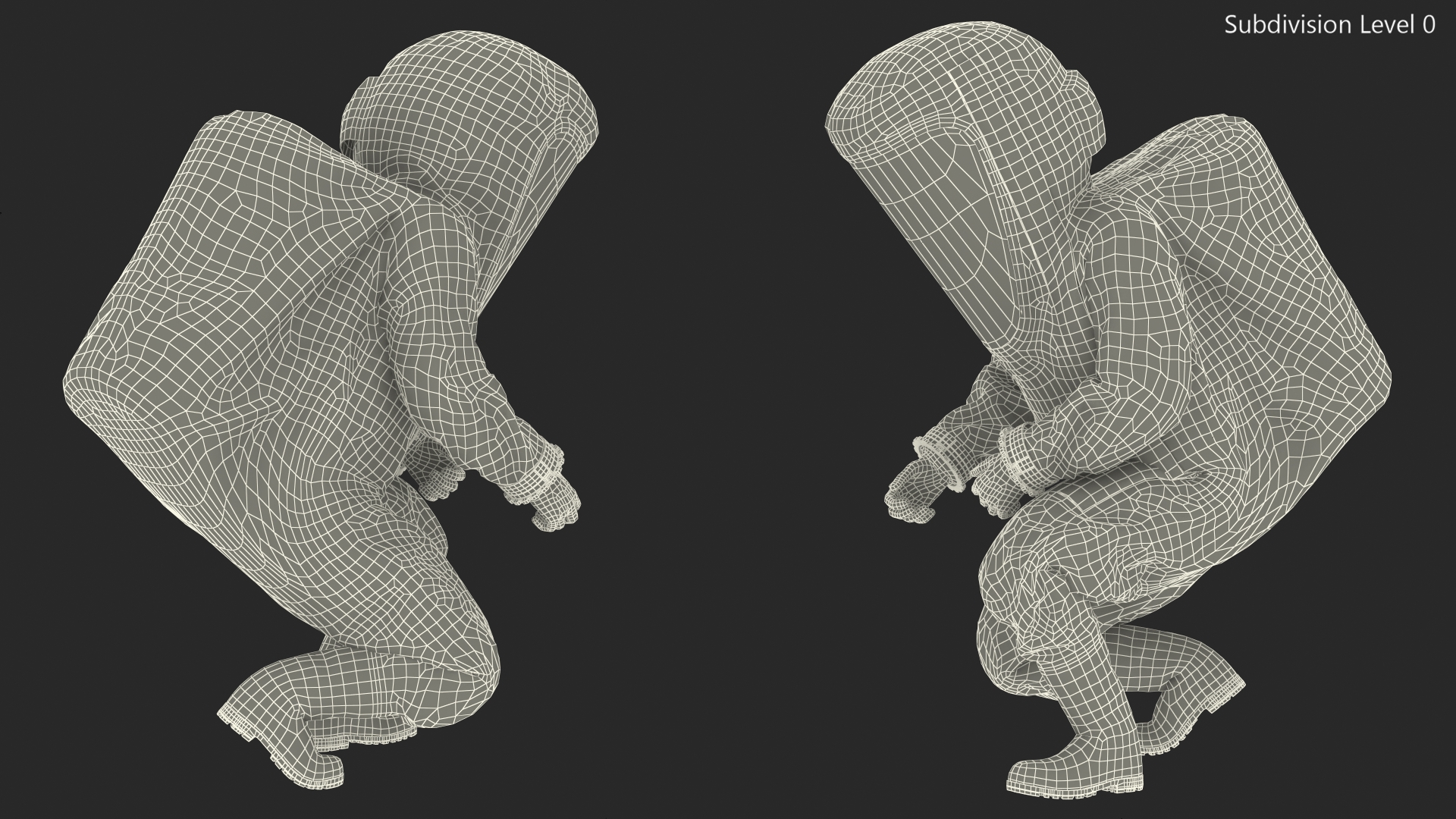 3D model Fully Encapsulating Chemical Protection Suit Squat Pose