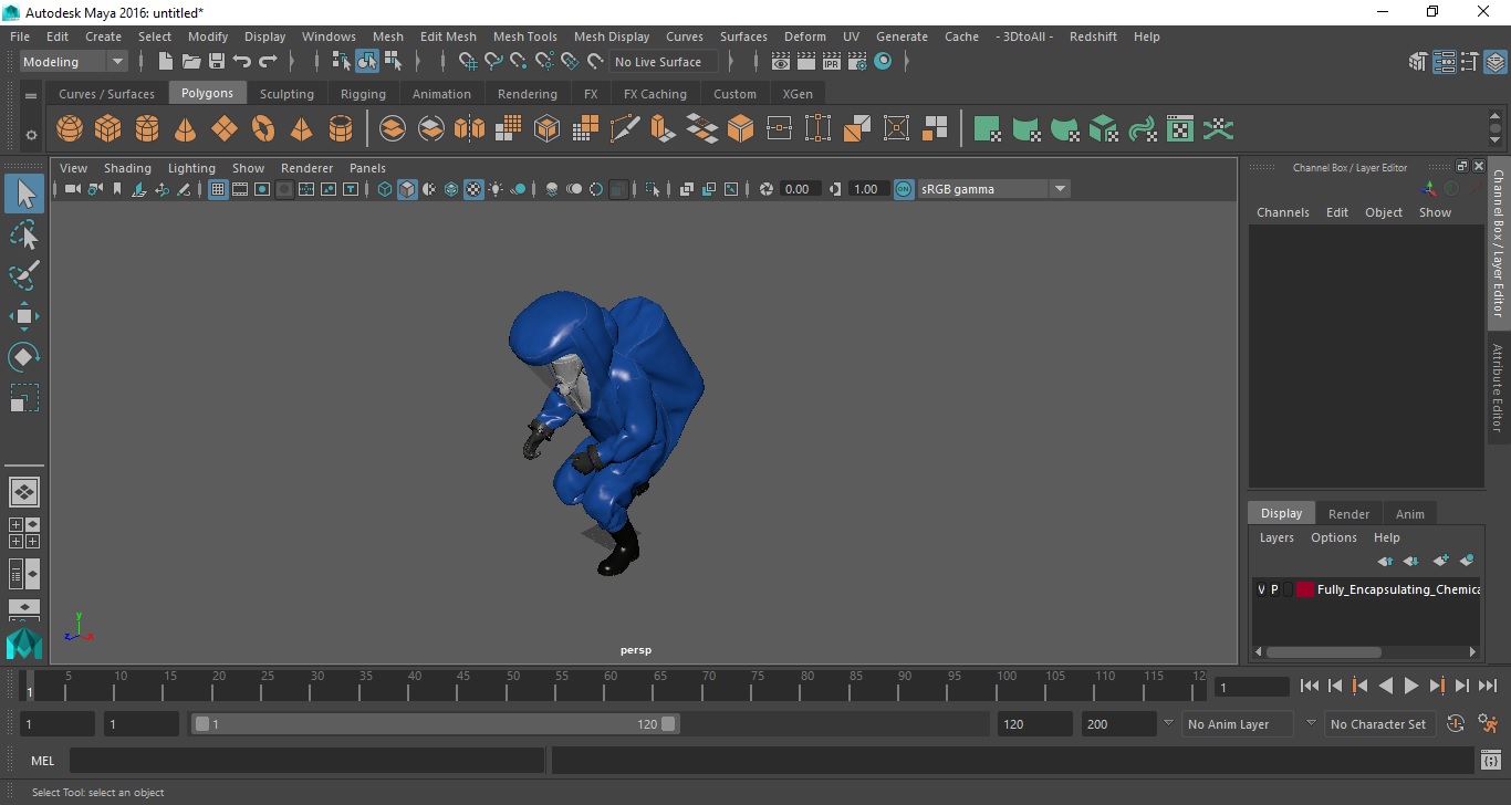 3D model Fully Encapsulating Chemical Protection Suit Squat Pose