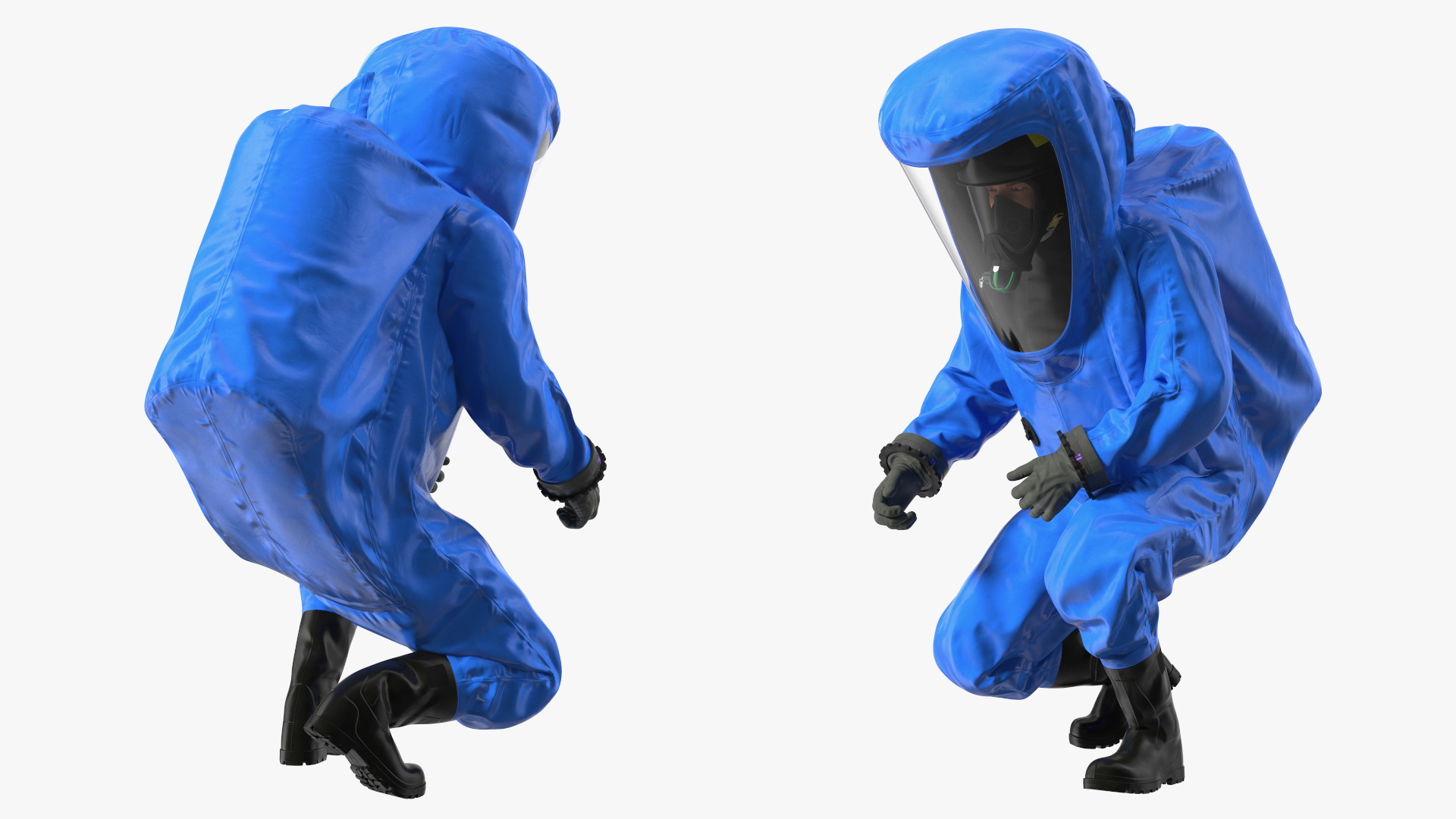 3D model Fully Encapsulating Chemical Protection Suit Squat Pose
