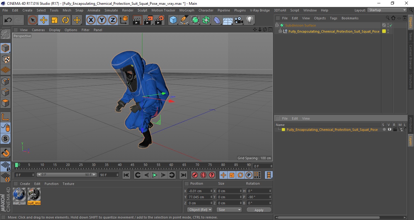 3D model Fully Encapsulating Chemical Protection Suit Squat Pose