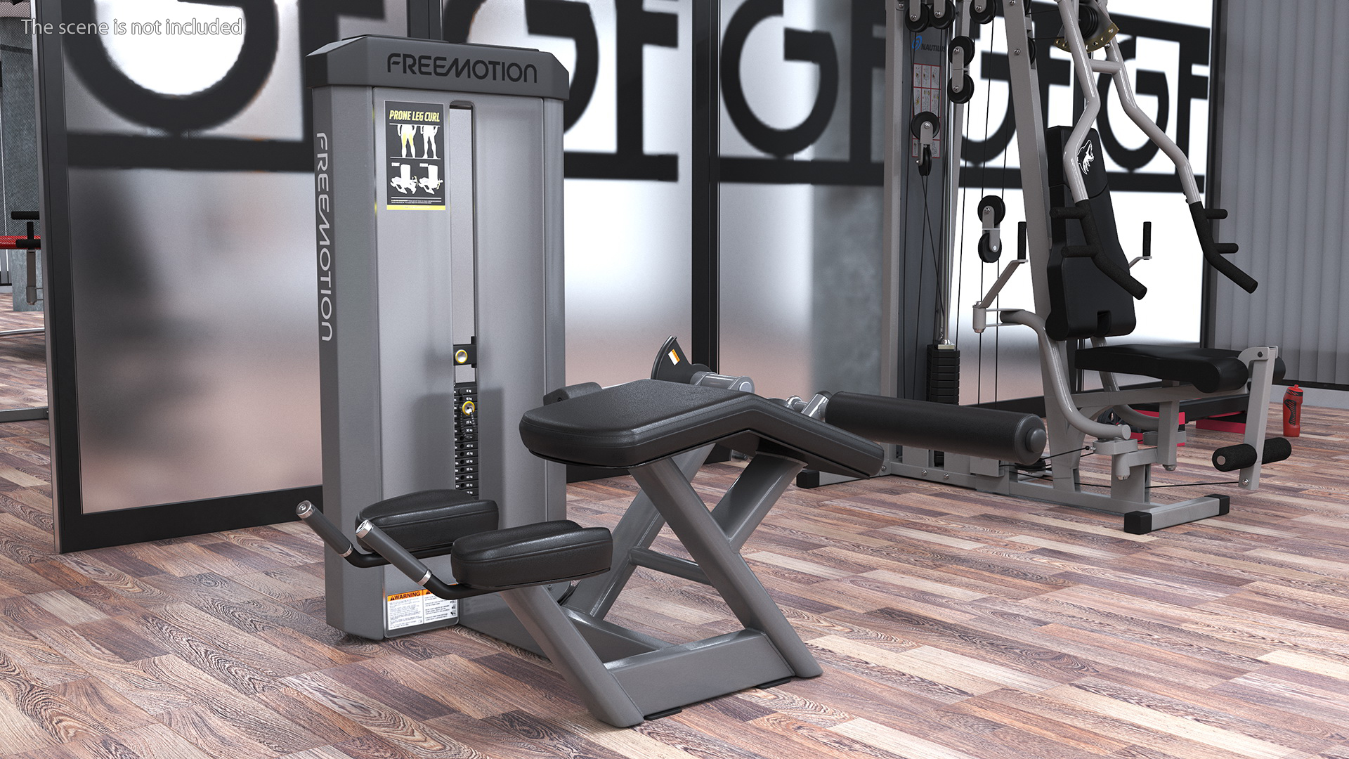 Grey Prone Leg Curl Trainer Freemotion Rigged for Cinema 4D 3D model