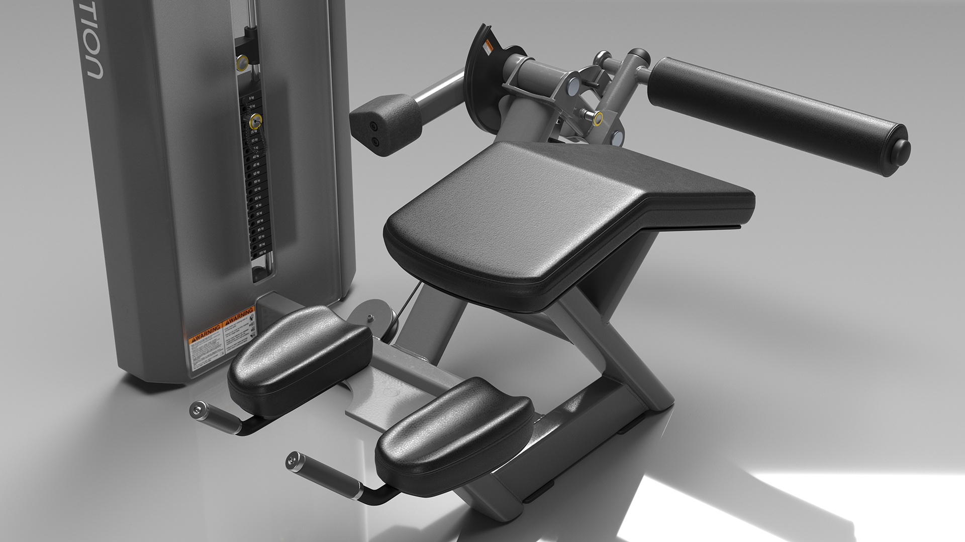 Grey Prone Leg Curl Trainer Freemotion Rigged for Cinema 4D 3D model