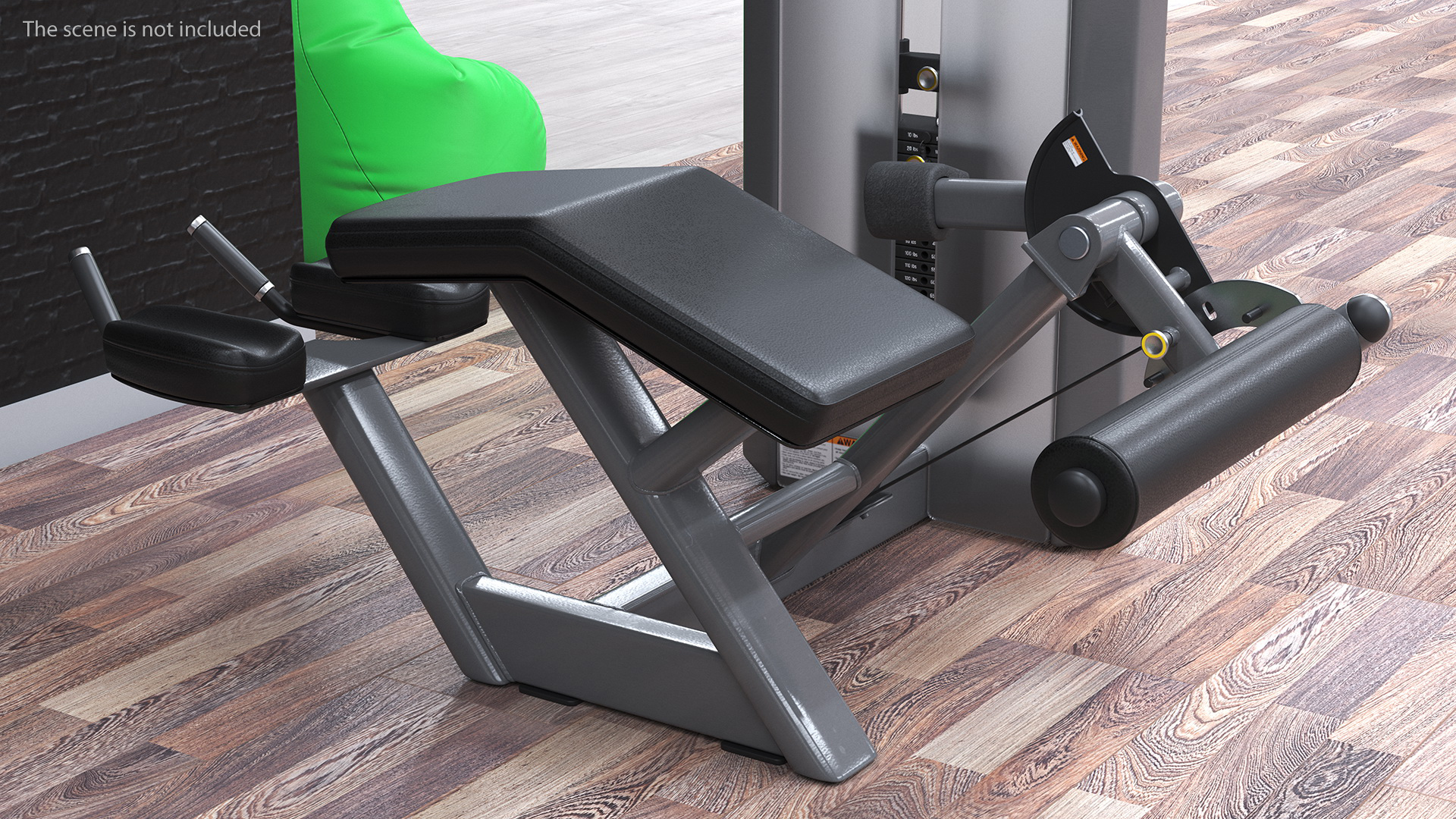 Grey Prone Leg Curl Trainer Freemotion Rigged for Cinema 4D 3D model