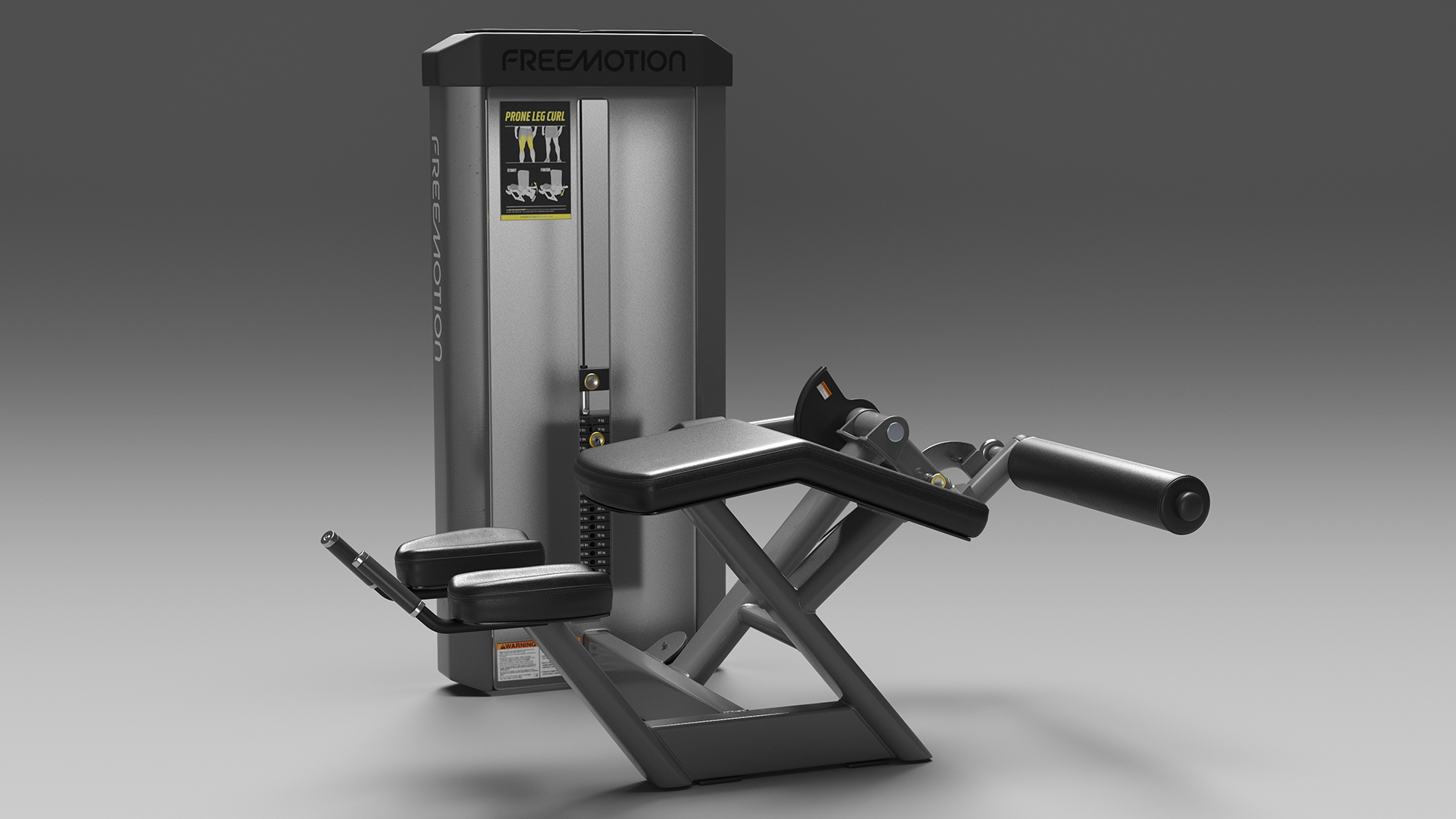 Grey Prone Leg Curl Trainer Freemotion Rigged for Cinema 4D 3D model