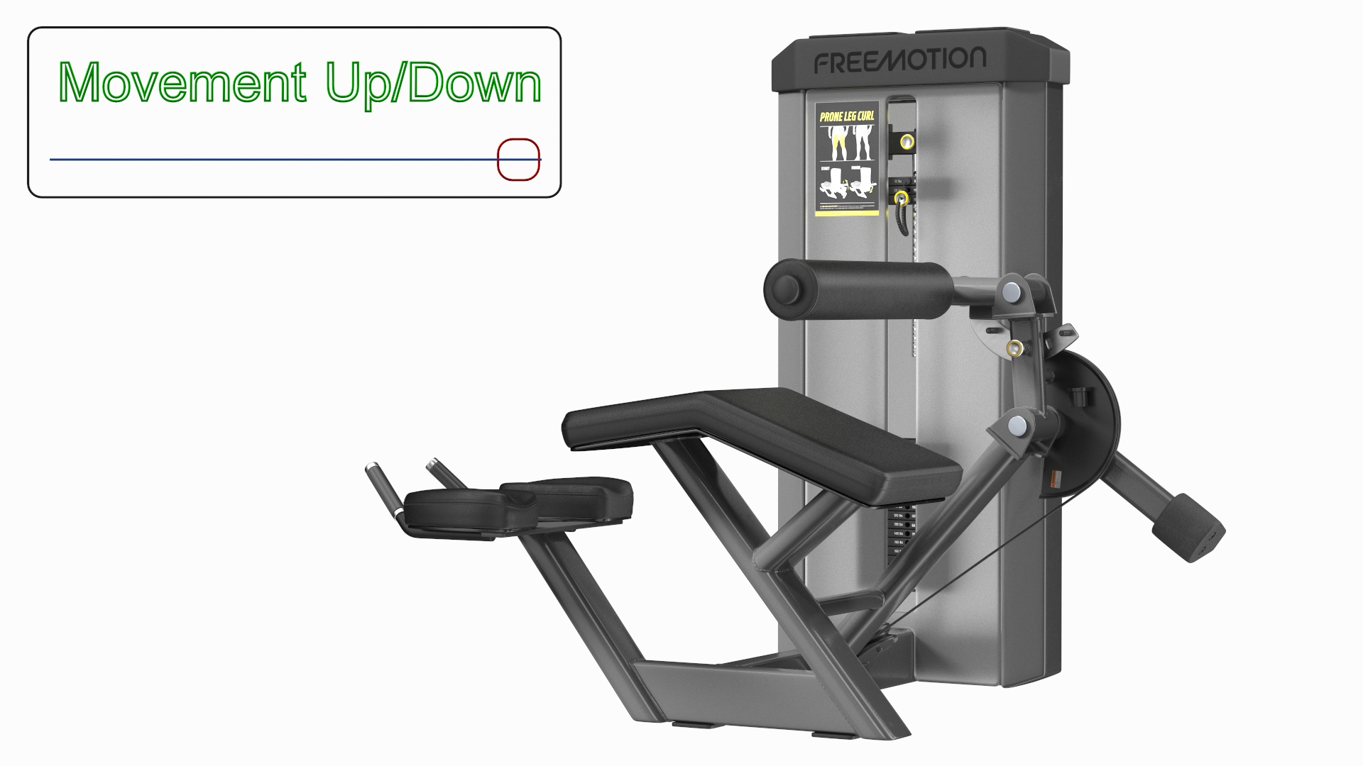 Grey Prone Leg Curl Trainer Freemotion Rigged for Cinema 4D 3D model