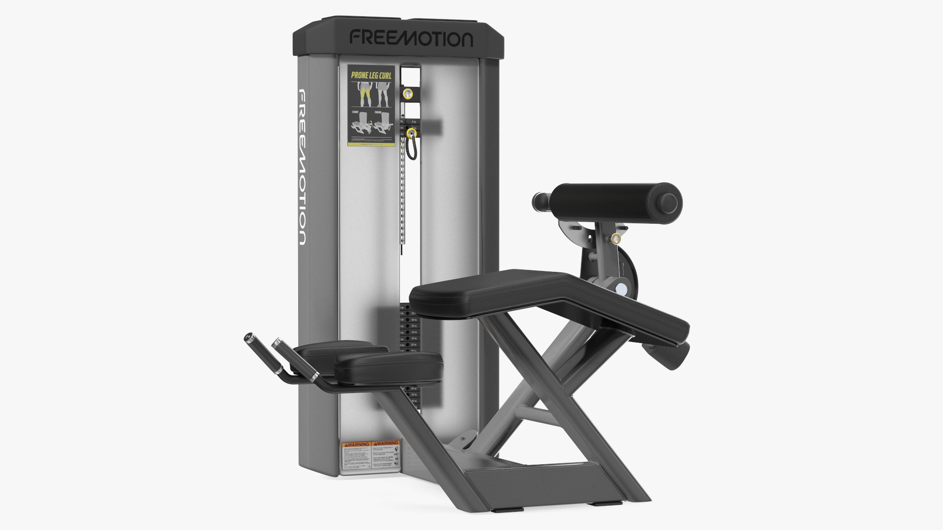 Grey Prone Leg Curl Trainer Freemotion Rigged for Cinema 4D 3D model
