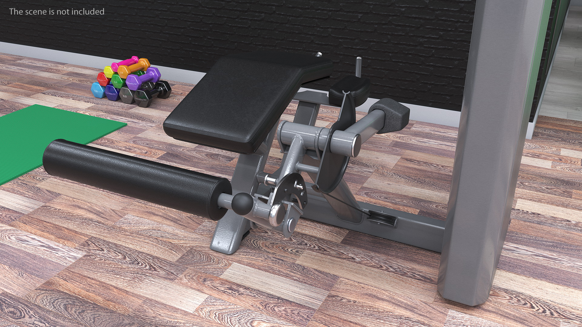 Grey Prone Leg Curl Trainer Freemotion Rigged for Cinema 4D 3D model
