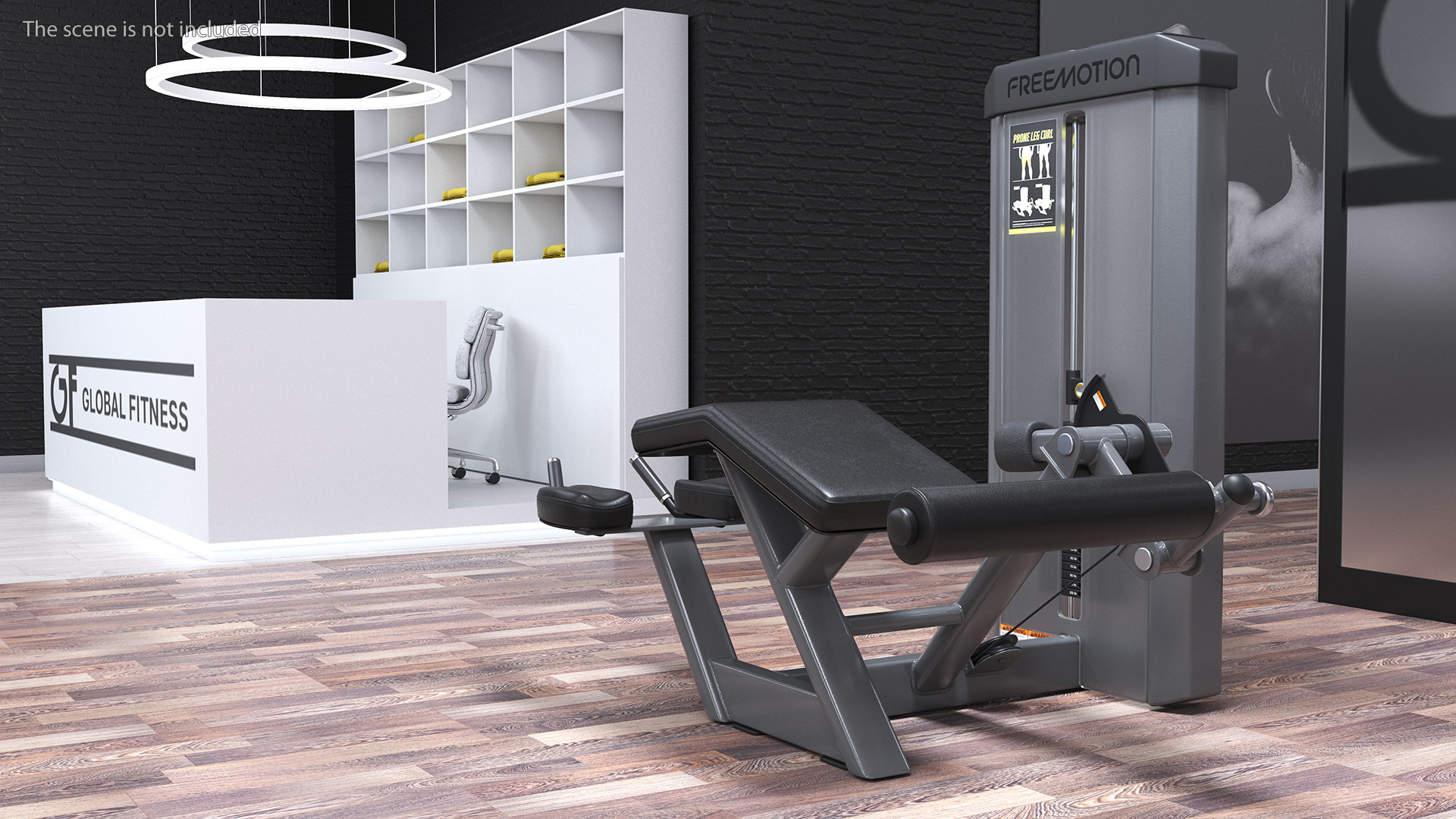 Grey Prone Leg Curl Trainer Freemotion Rigged for Cinema 4D 3D model