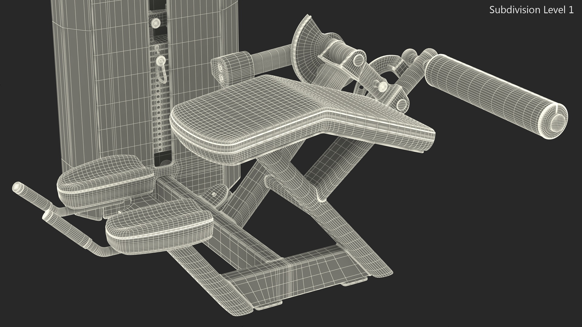 Grey Prone Leg Curl Trainer Freemotion Rigged for Cinema 4D 3D model