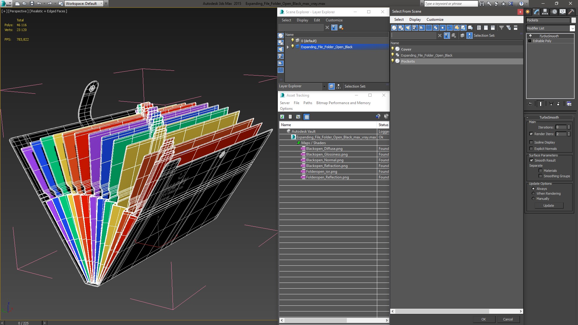 Expanding File Folder Open Black 3D
