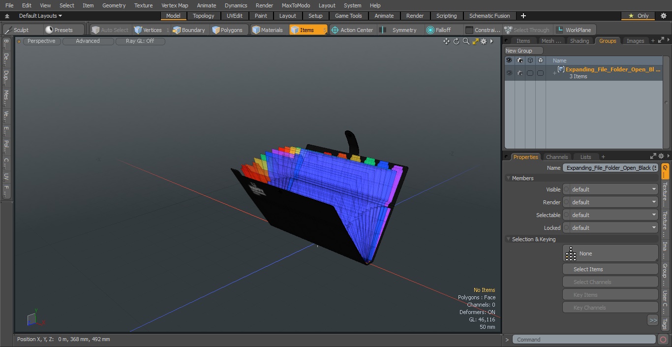 Expanding File Folder Open Black 3D