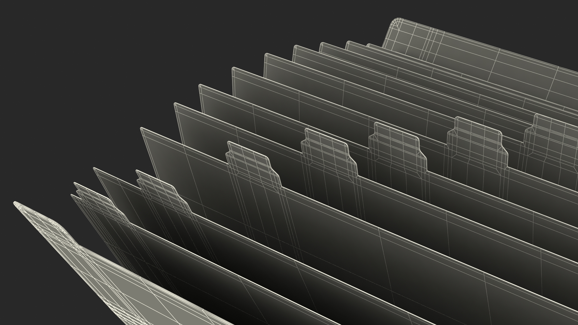 Expanding File Folder Open Black 3D