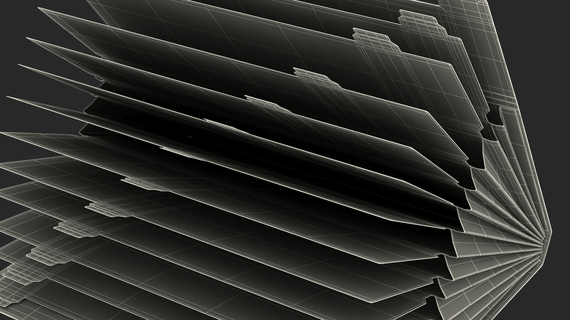 Expanding File Folder Open Black 3D