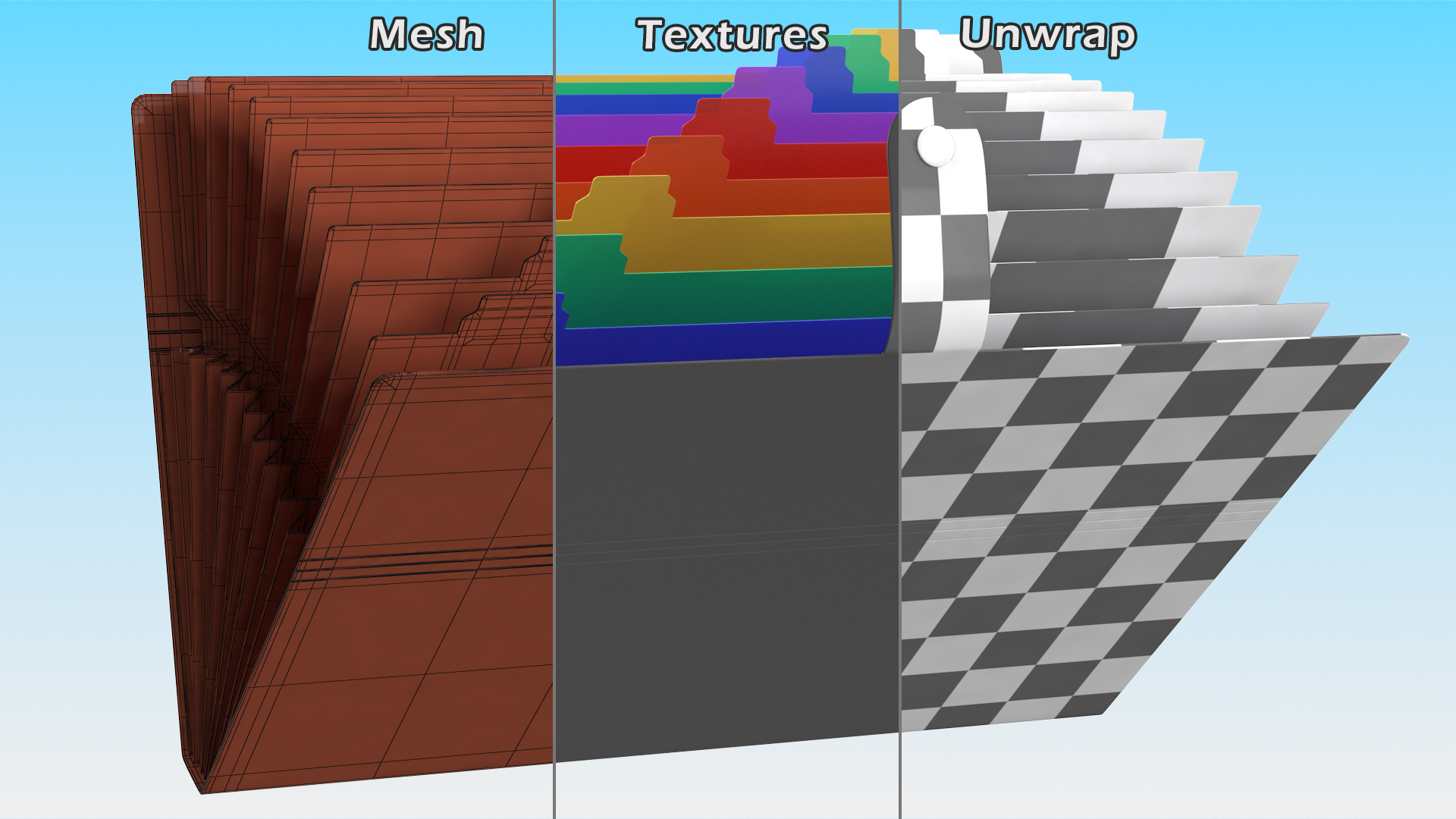 Expanding File Folder Open Black 3D