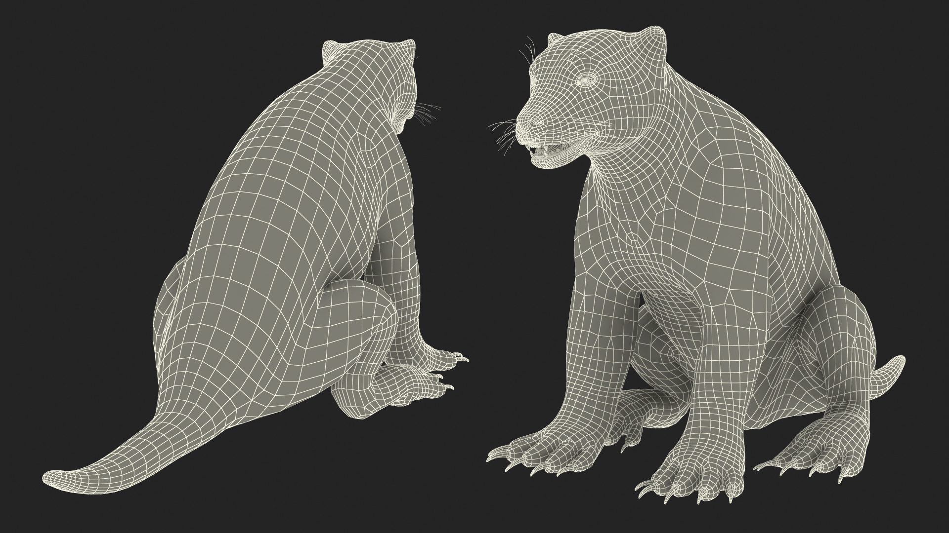 Wolverine Dark Color Sitting Pose Fur 3D