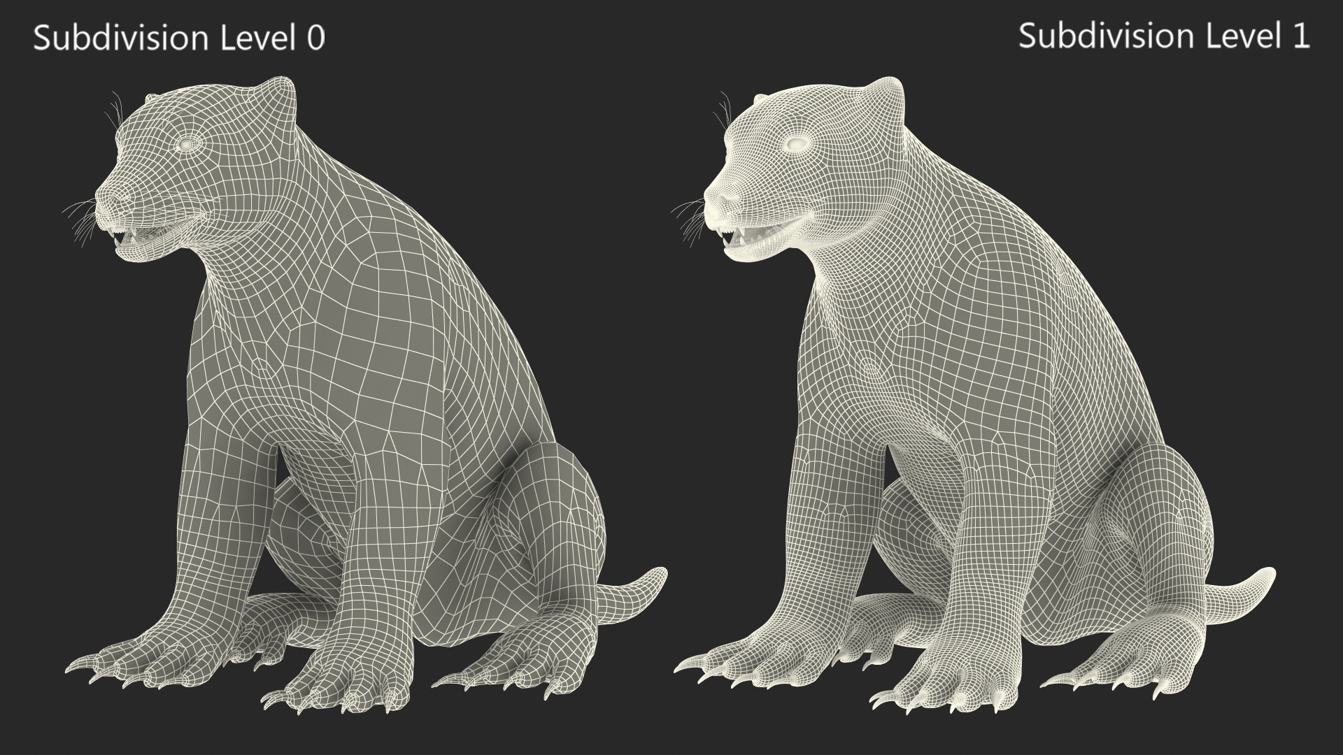 Wolverine Dark Color Sitting Pose Fur 3D