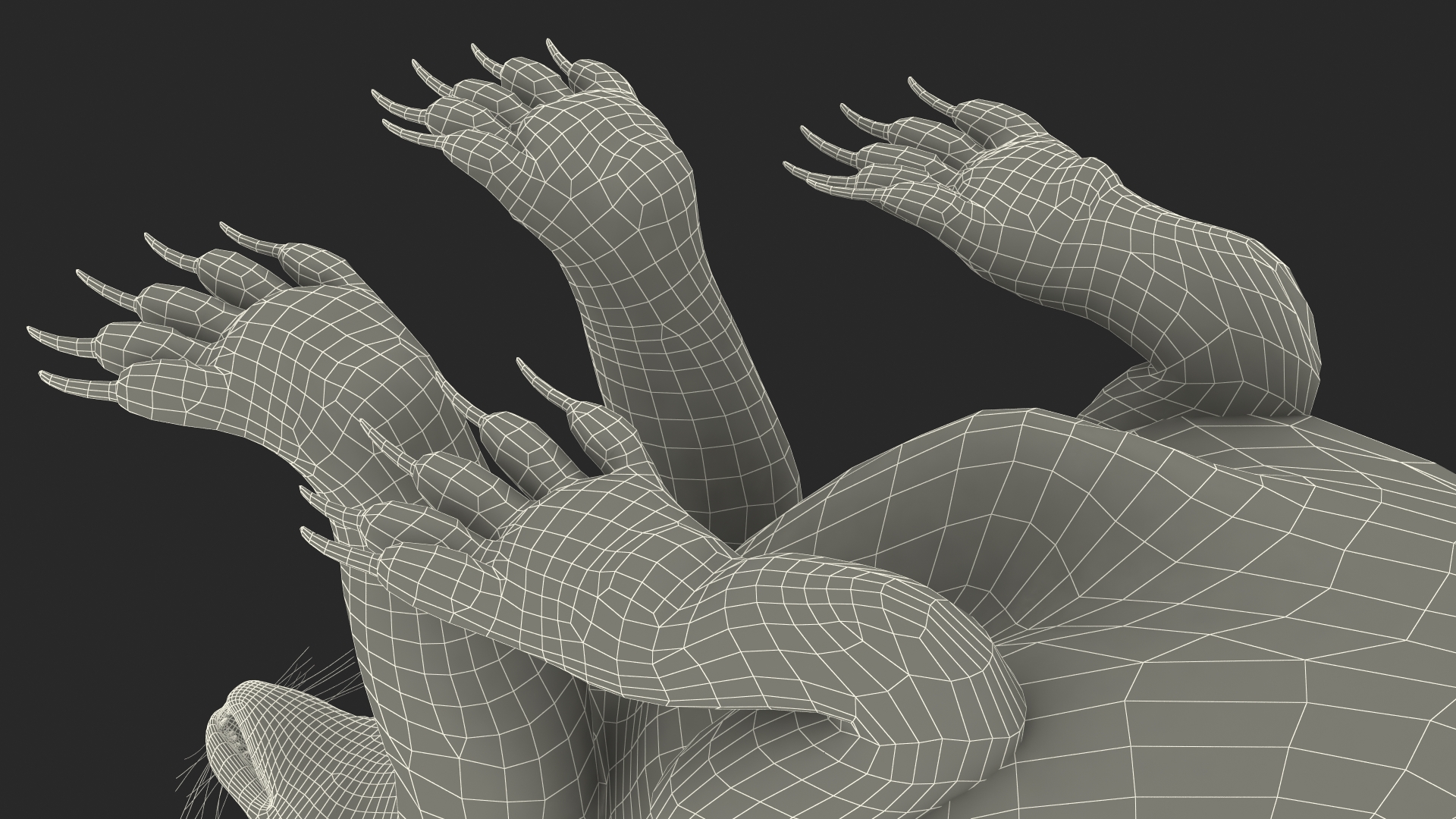 Wolverine Dark Color Sitting Pose Fur 3D