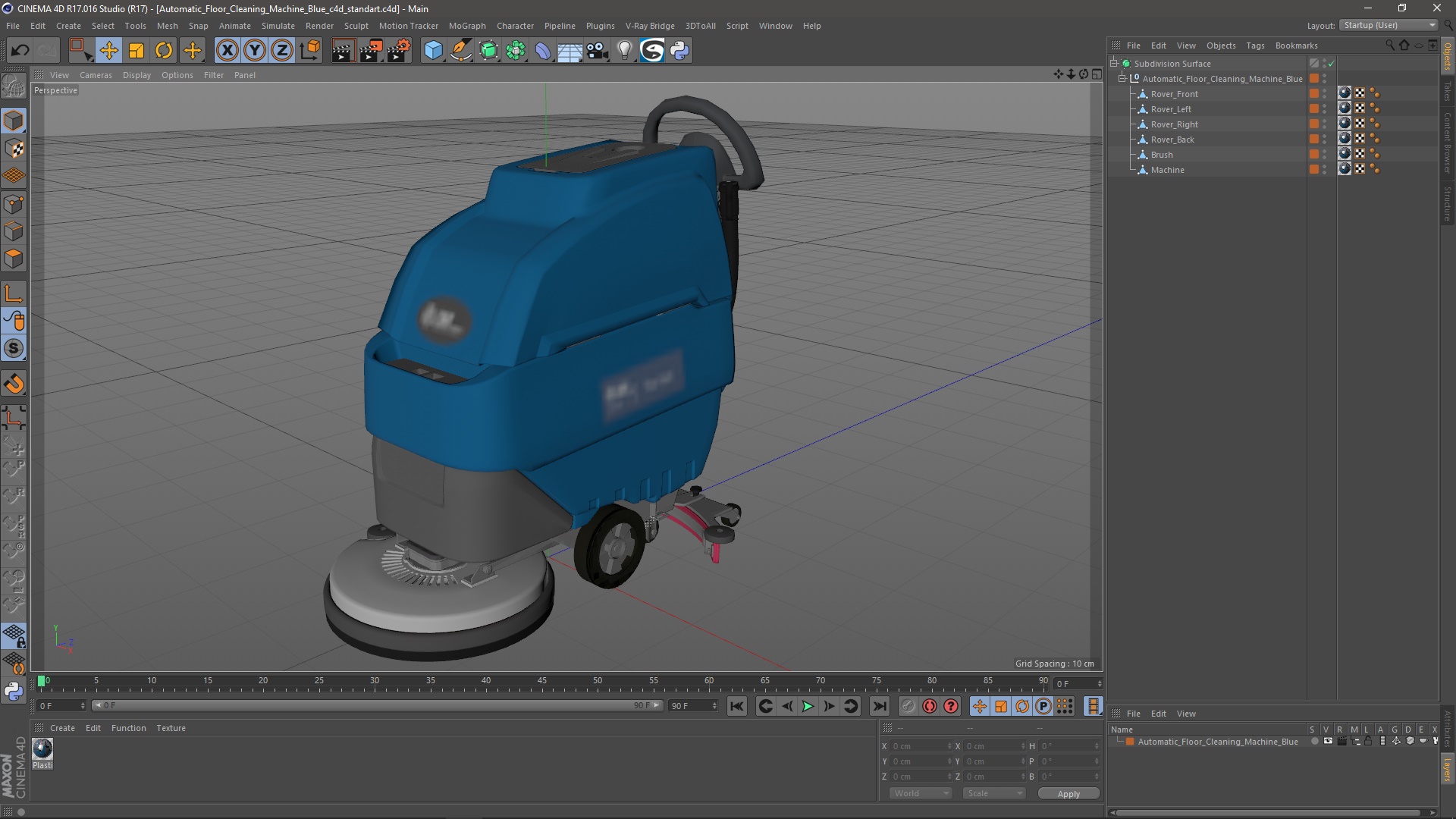 Automatic Floor Cleaning Machine Blue 3D