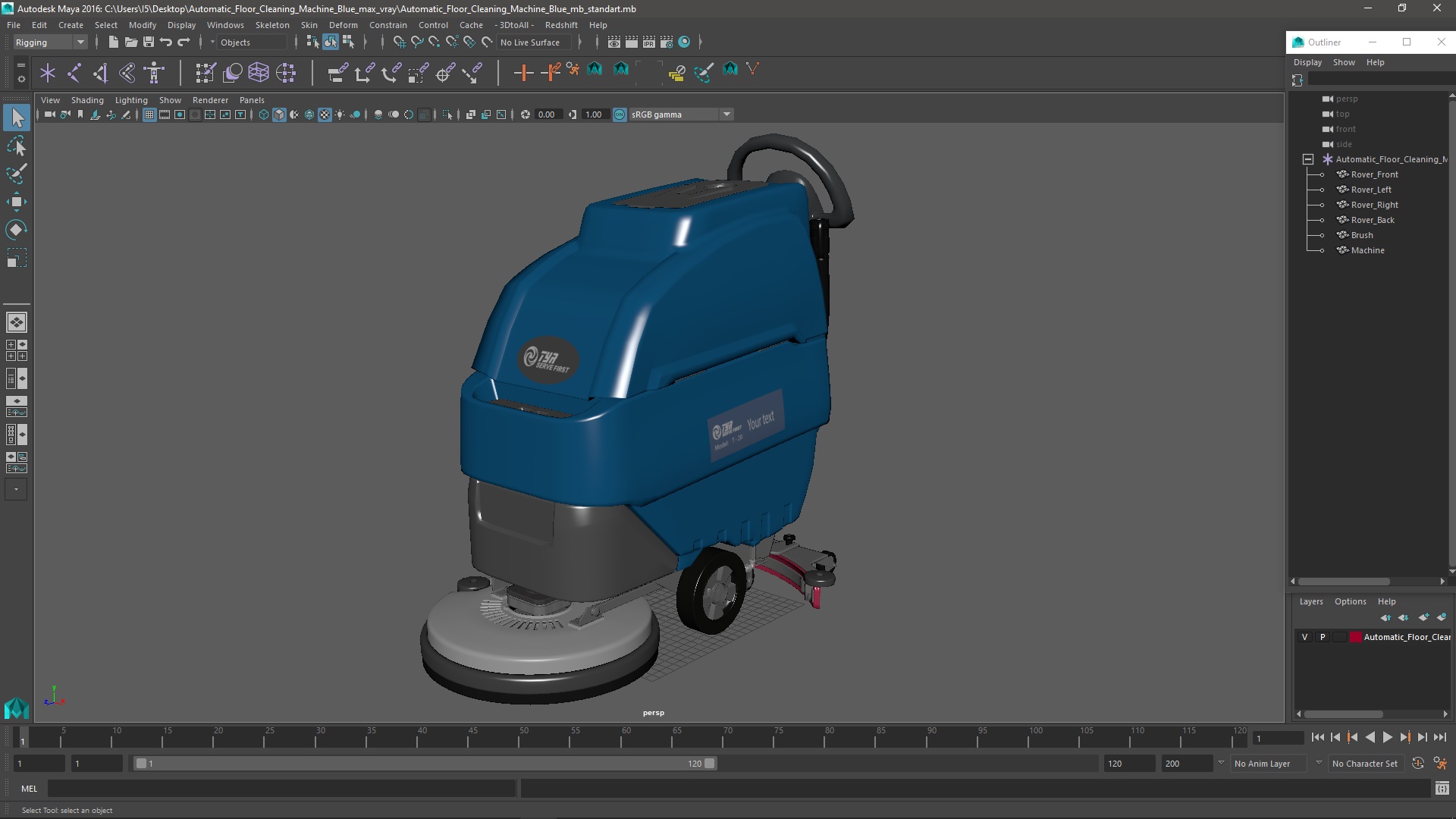 Automatic Floor Cleaning Machine Blue 3D