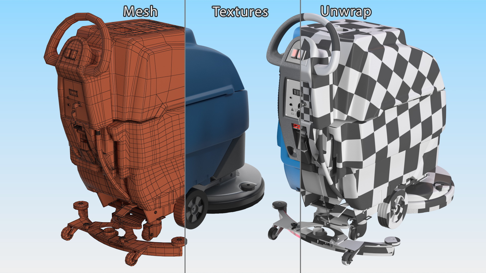 Automatic Floor Cleaning Machine Blue 3D