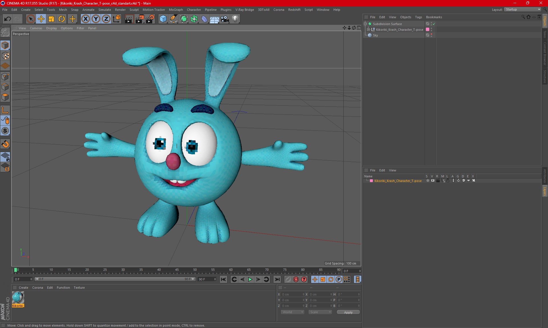 3D Kikoriki Krash Character T-pose