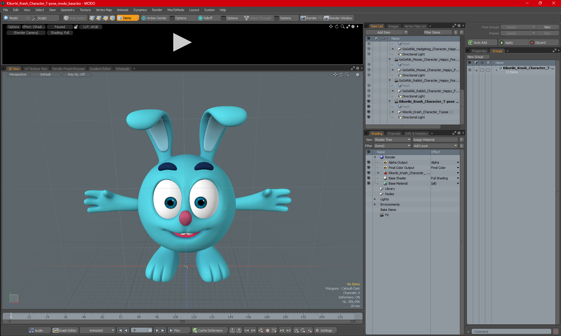 3D Kikoriki Krash Character T-pose