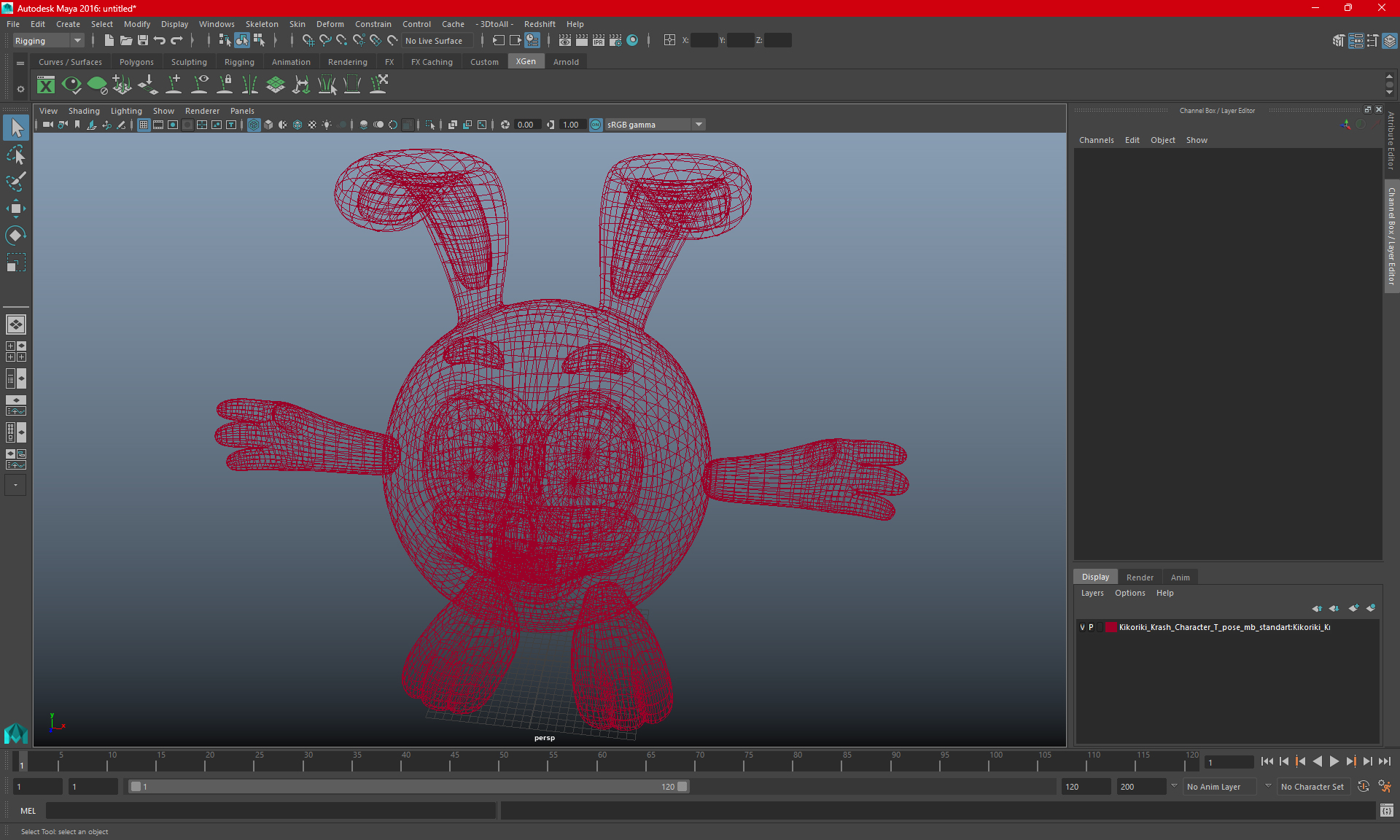3D Kikoriki Krash Character T-pose