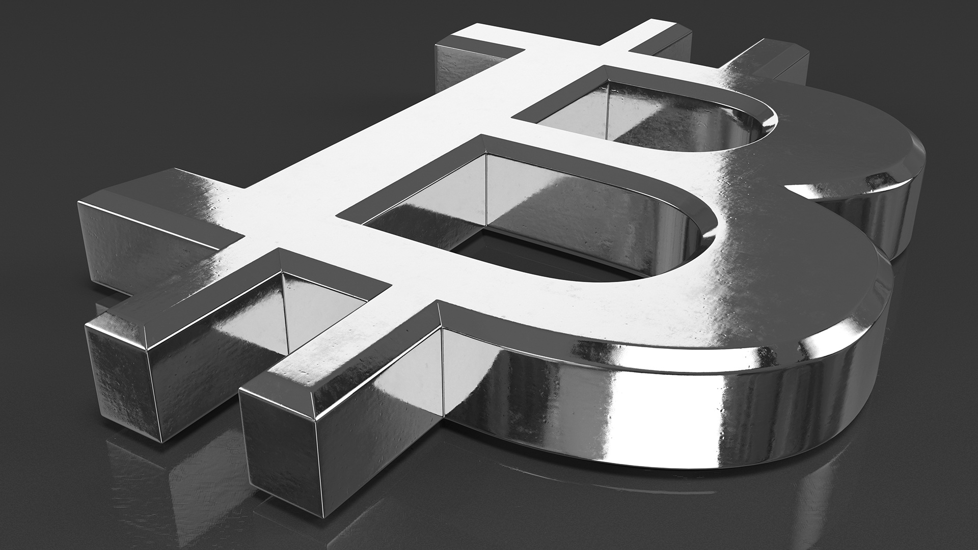 3D Bitcoin Symbol Silver