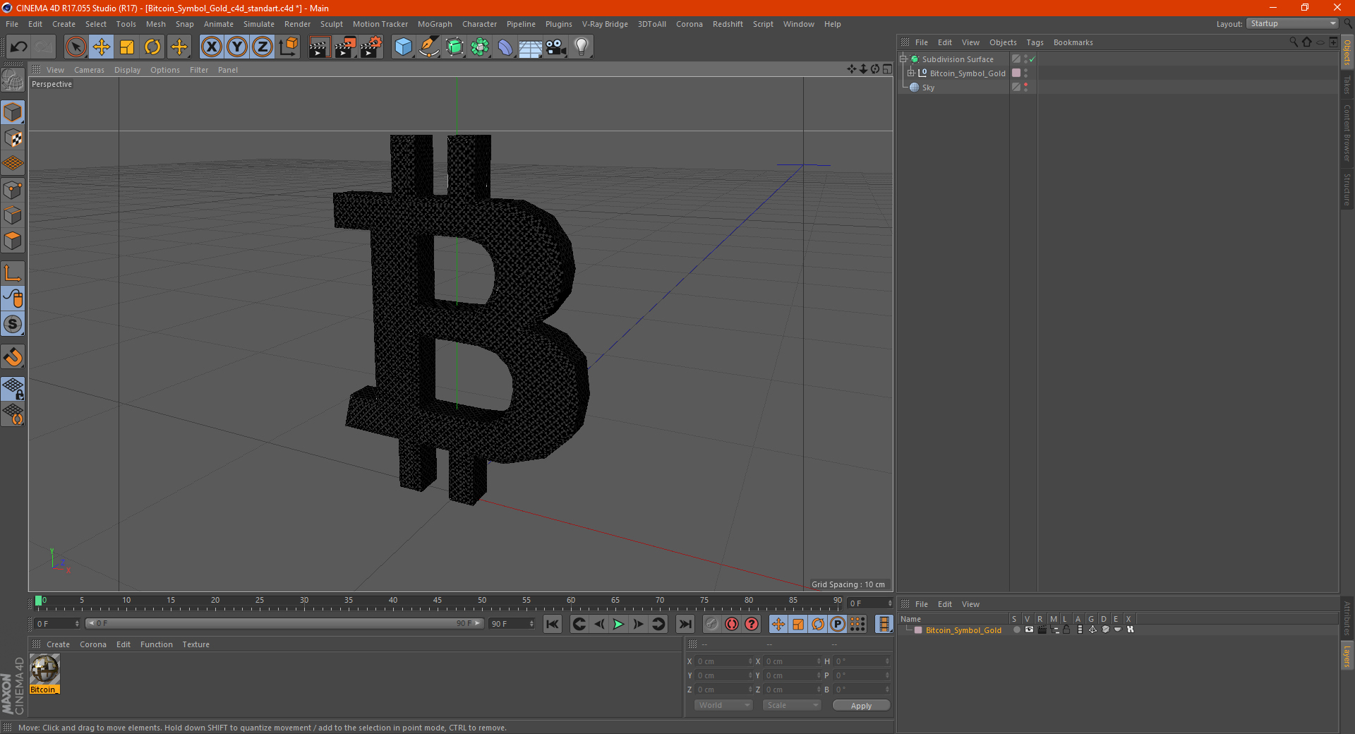 3D Bitcoin Symbol Silver