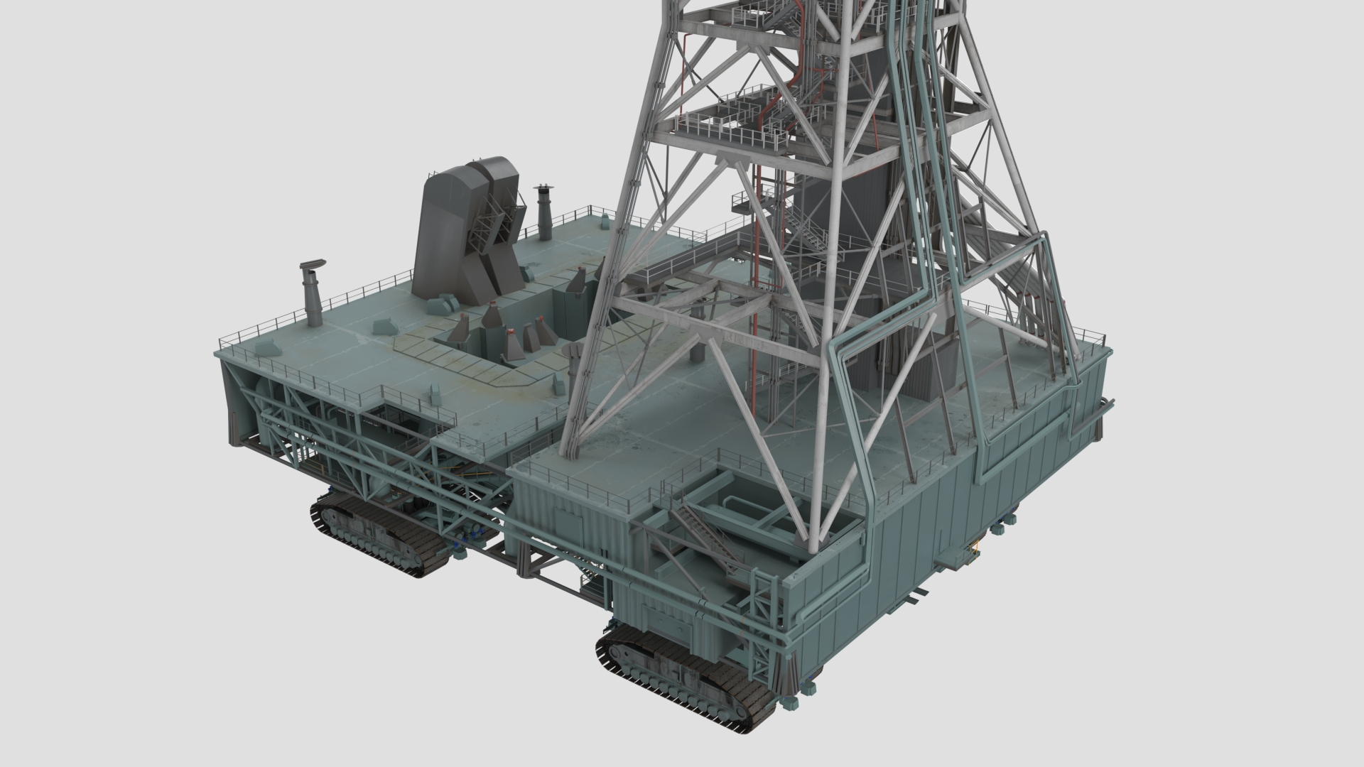 3D Launch Pad with Missile Crawler Transporter model
