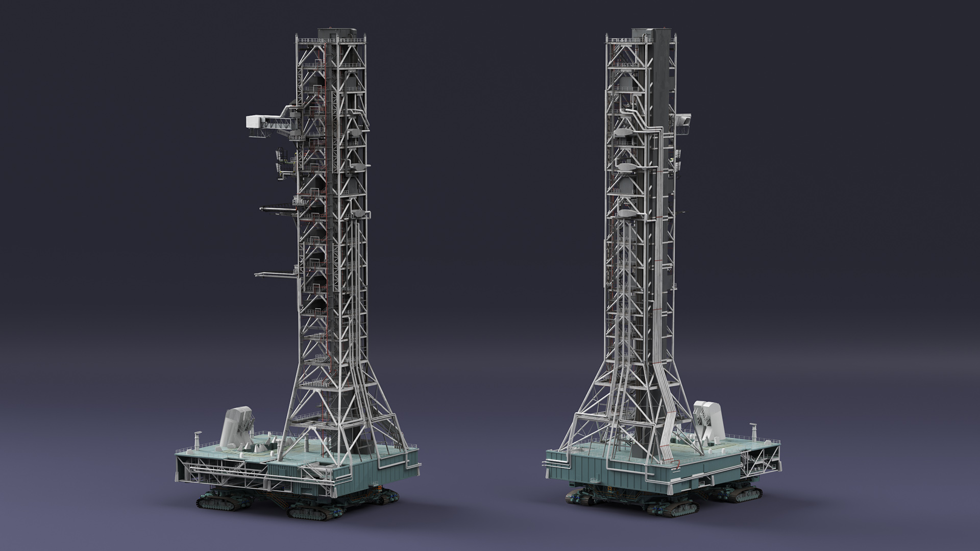 3D Launch Pad with Missile Crawler Transporter model