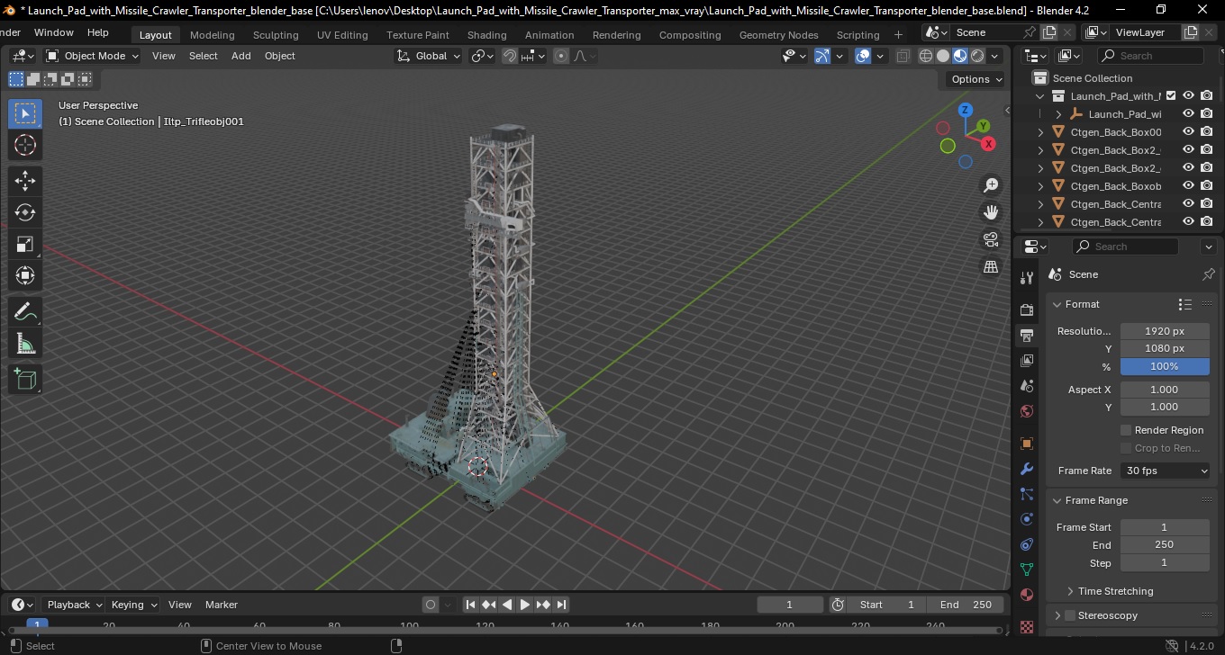 3D Launch Pad with Missile Crawler Transporter model