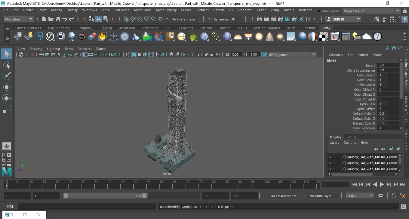 3D Launch Pad with Missile Crawler Transporter model