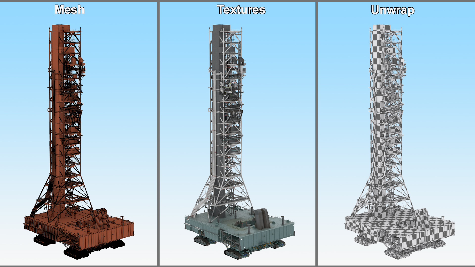 3D Launch Pad with Missile Crawler Transporter model