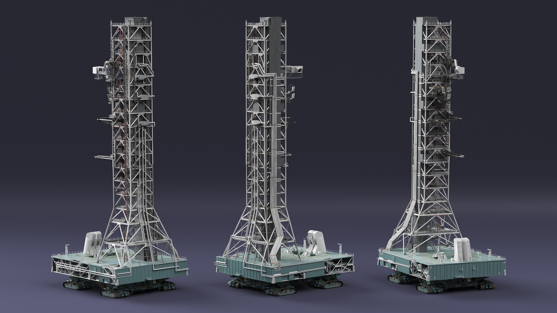3D Launch Pad with Missile Crawler Transporter model