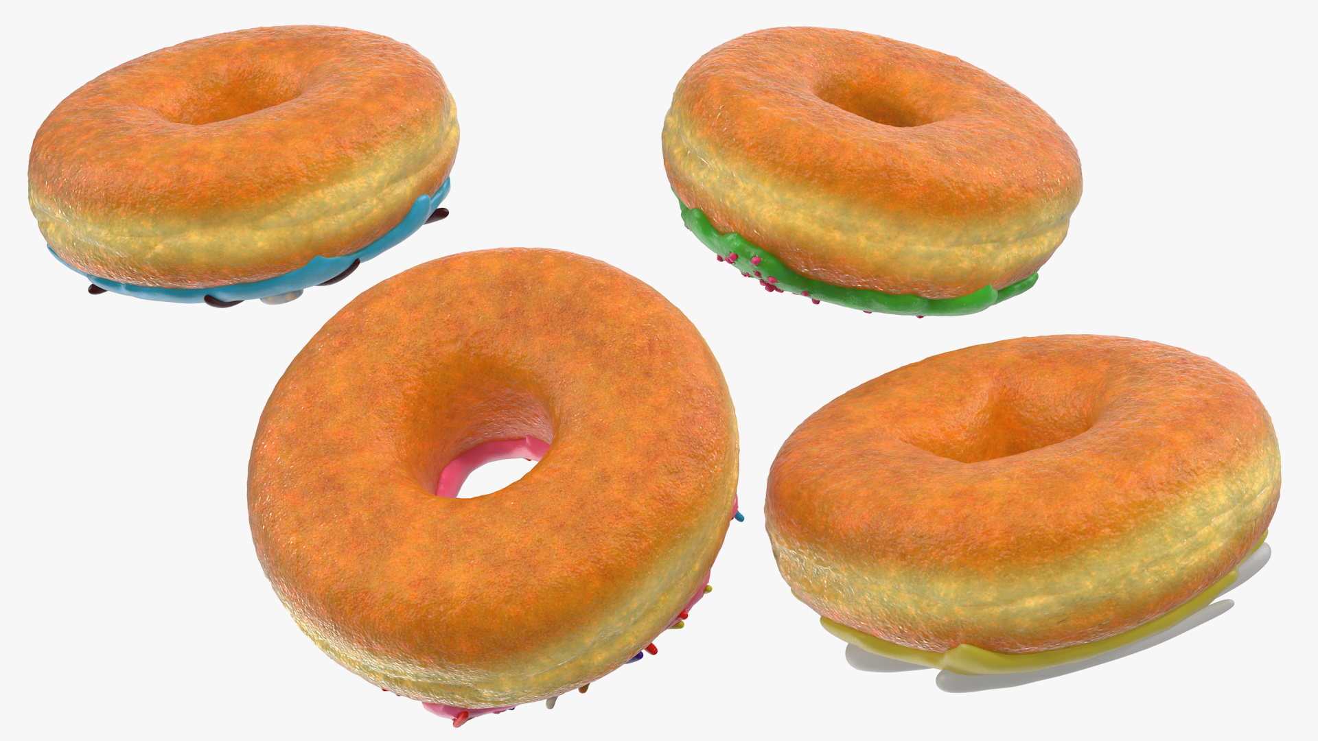 Cake Stand Wooden with Donuts 3D model