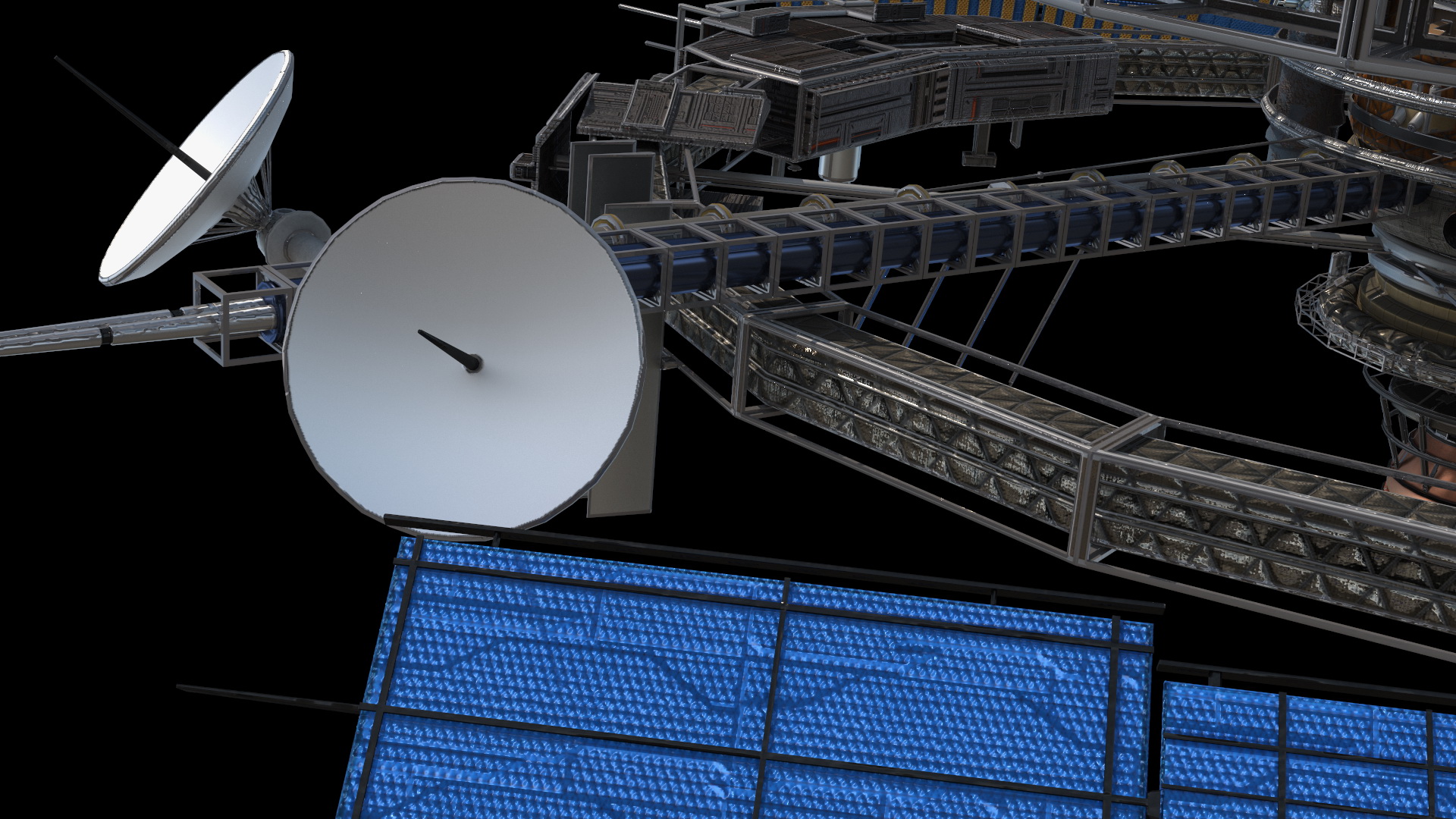 Futuristic Space Station Orbiting Earth 3D model